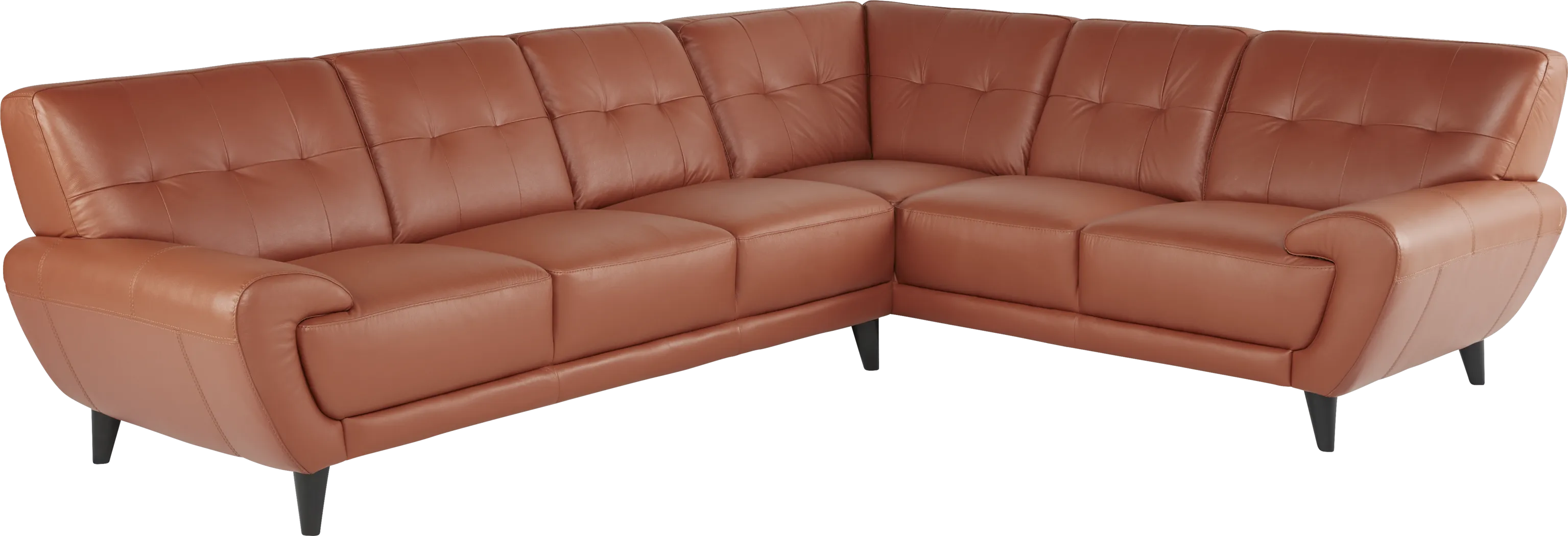 Cindy Crawford Home Midtown East Terracotta Leather 2 Pc Sectional - Thumbnail - Image 1