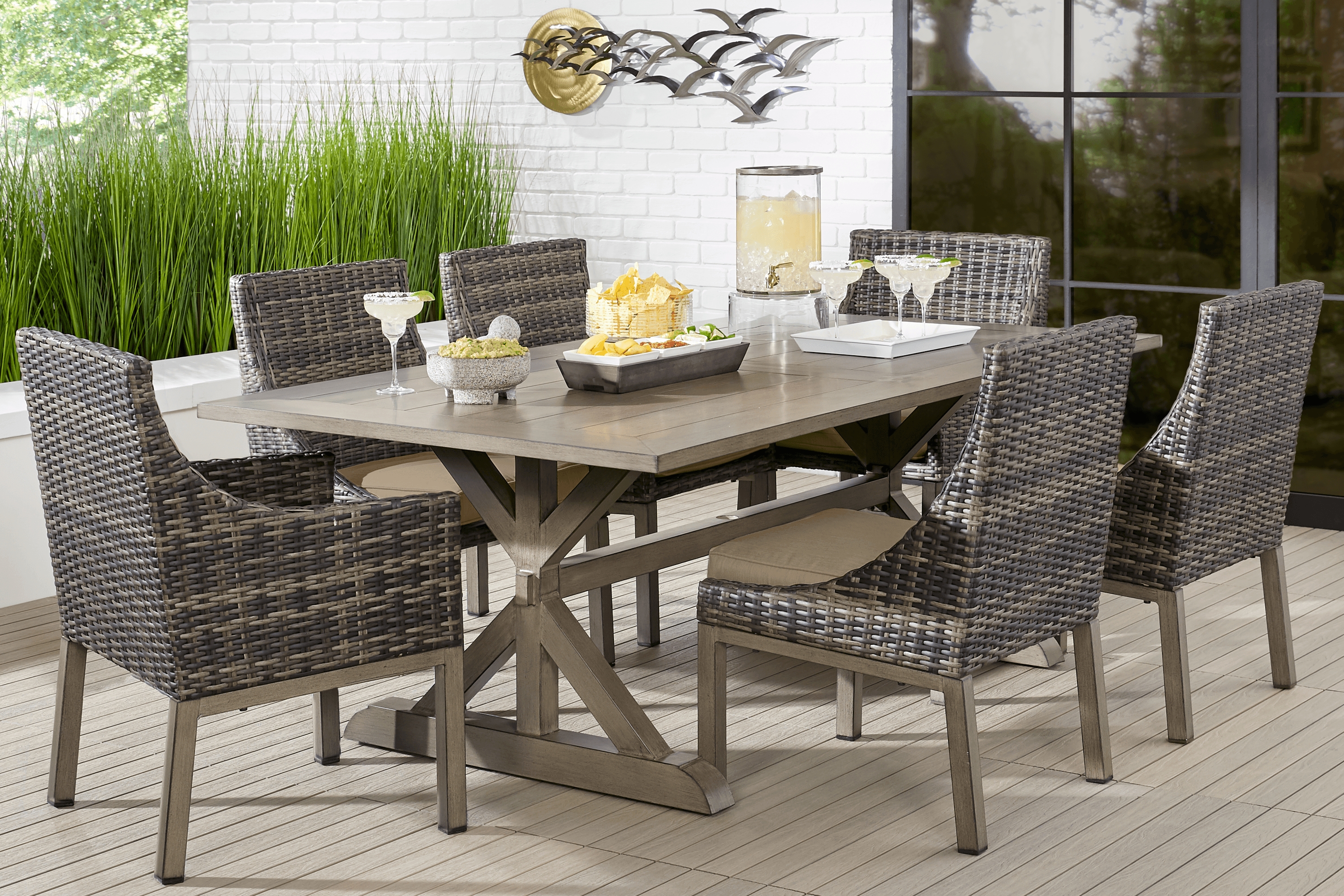 Cindy Crawford Home Montecello Gray Outdoor Side Chair with Pebble Cushion - Thumbnail - Image 2