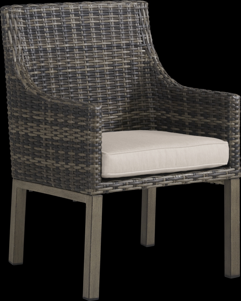 Cindy Crawford Home Montecello Gray Outdoor Arm Chair with Rollo Linen Cushion - Thumbnail - Image 1