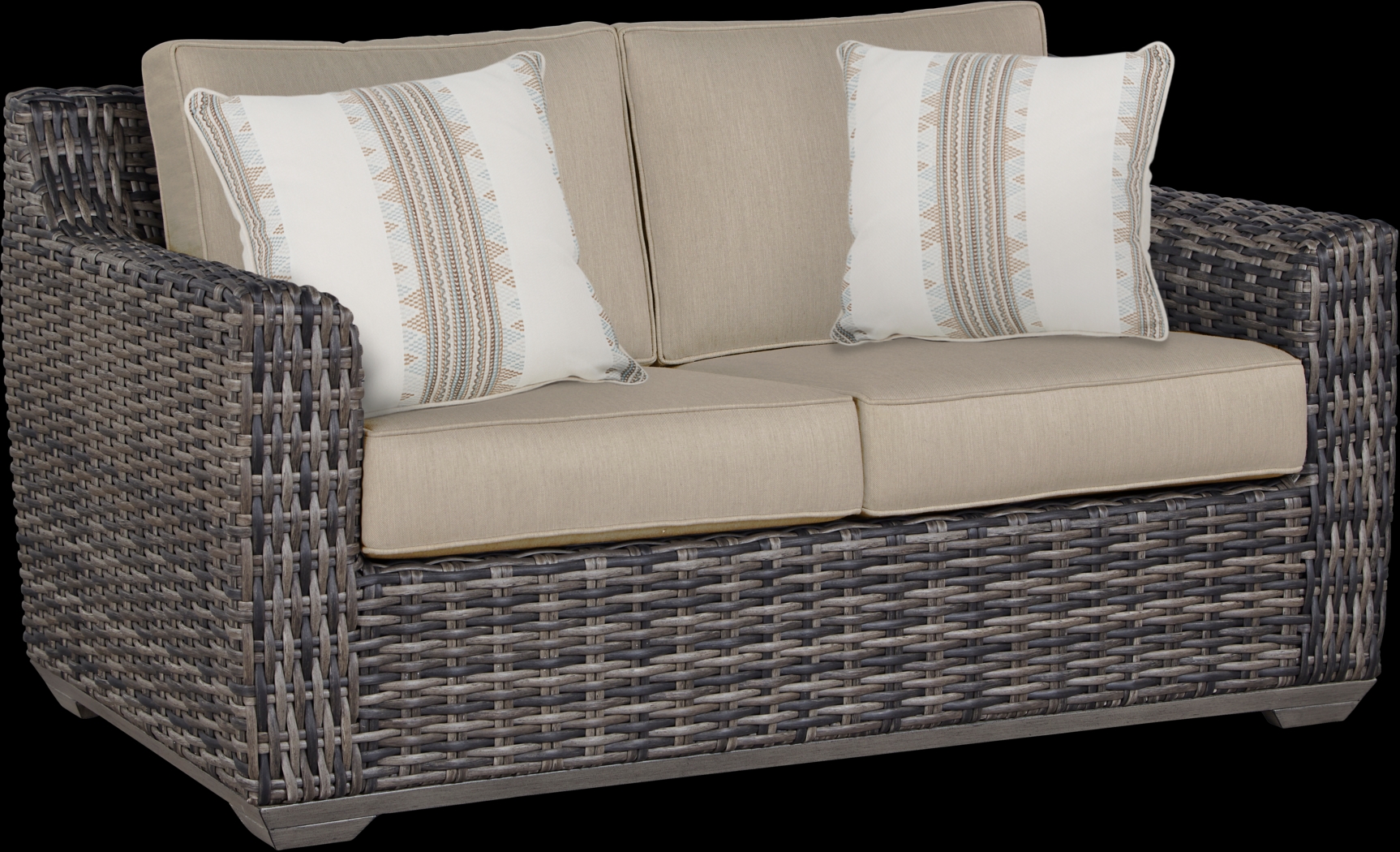 Cindy Crawford Home Montecello Gray Outdoor Loveseat with Pebble Cushions - Thumbnail - Image 1