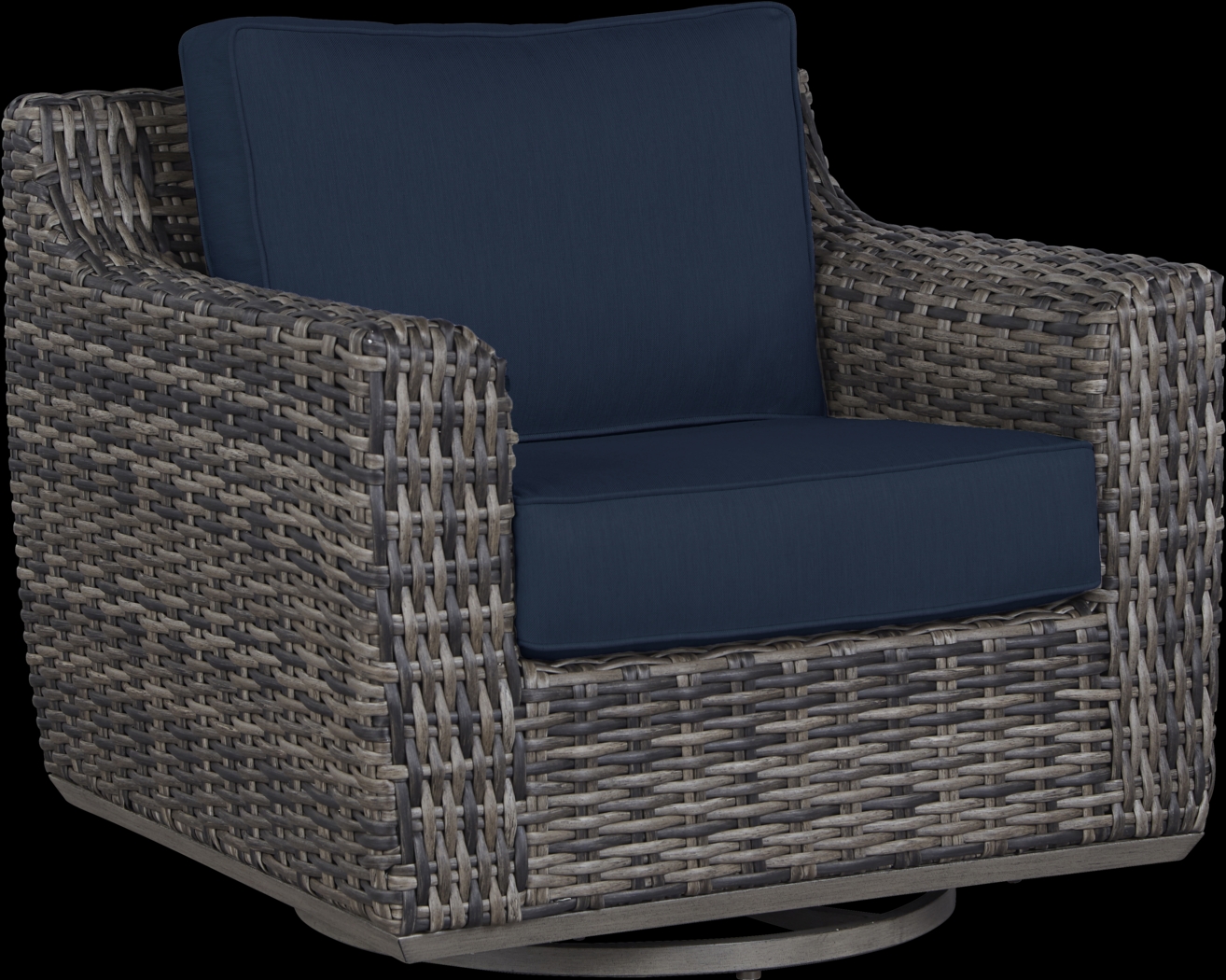 Cindy Crawford Home Montecello Gray Outdoor Swivel Rocker Chair with Ink Cushions - Thumbnail - Image 1