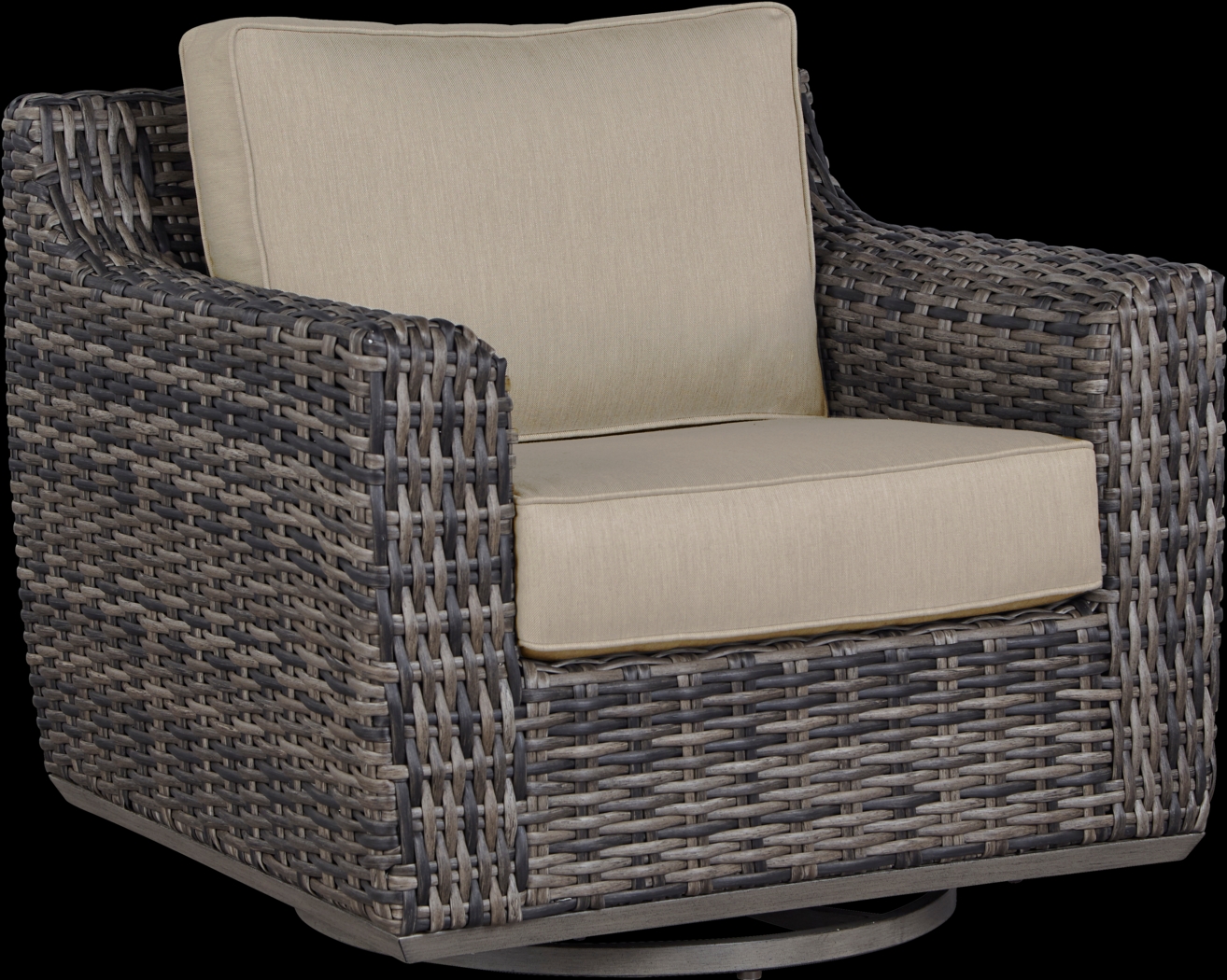 Cindy Crawford Home Montecello Gray Outdoor Swivel Rocker Chair with Pebble Cushions - Thumbnail - Image 1