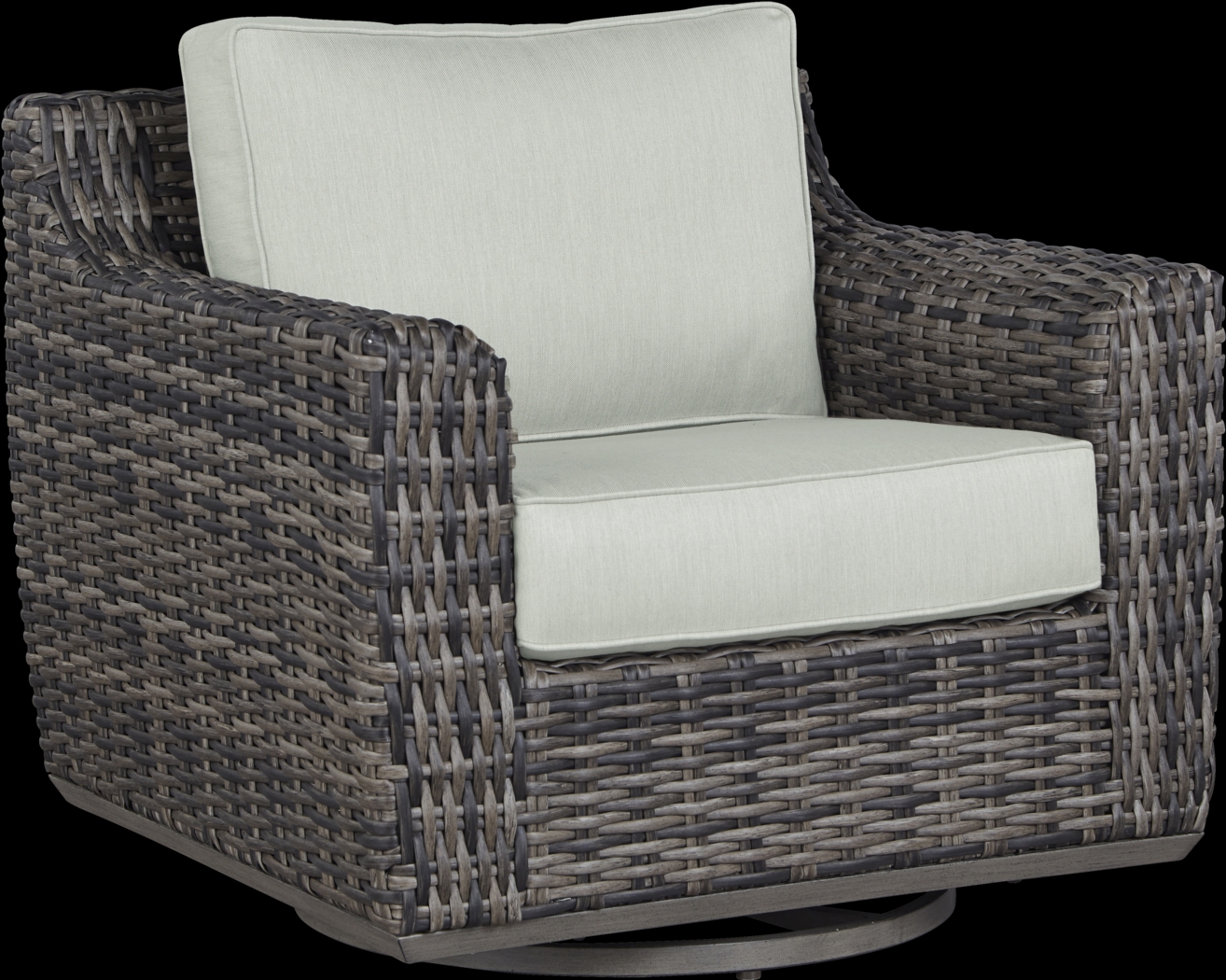 Montecello Gray Outdoor Swivel Rocker Chair with Rollo Mist Cushions - Thumbnail - Image 1