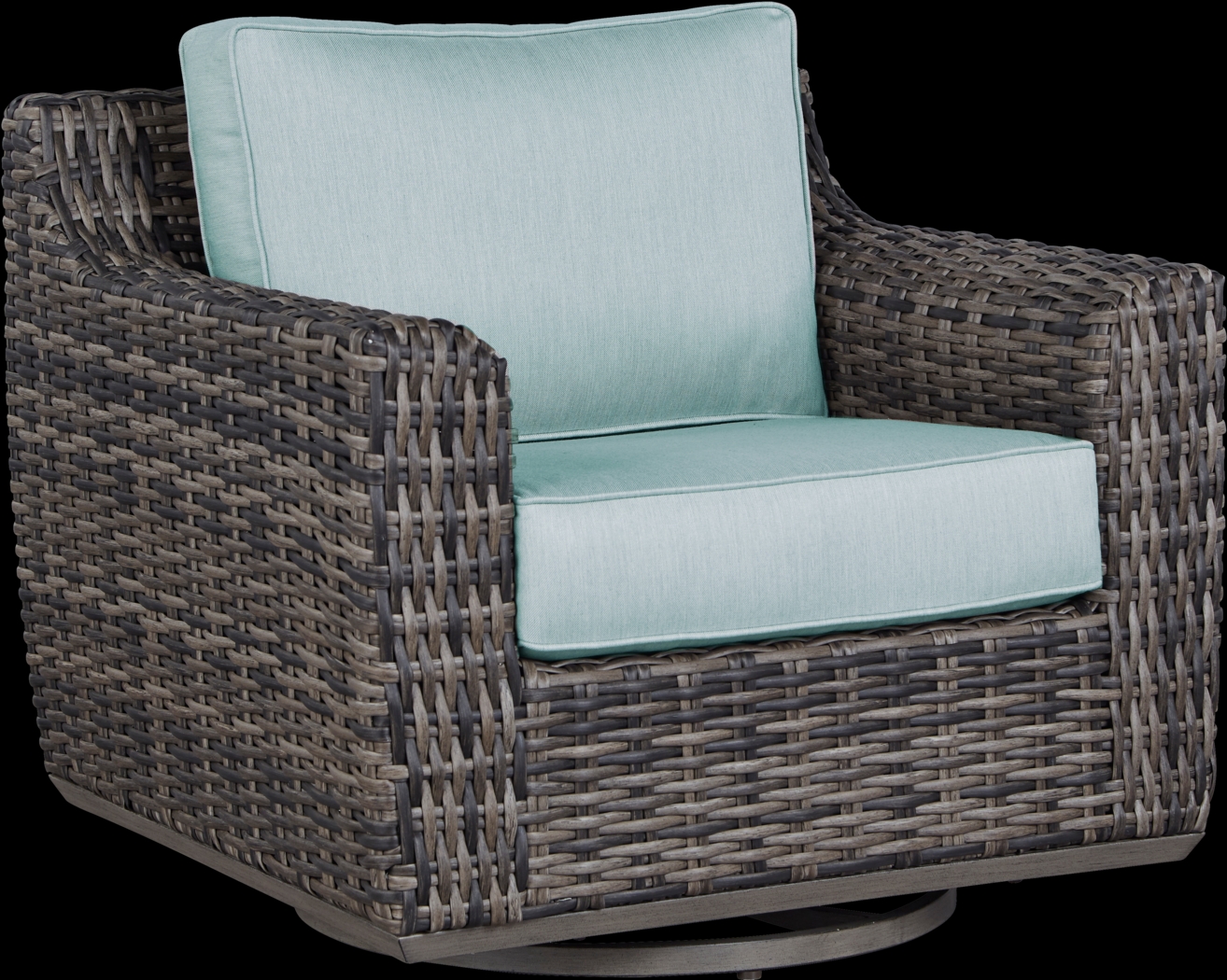 Montecello Gray Outdoor Swivel Rocker Chair with Mist Cushions - Thumbnail - Image 1