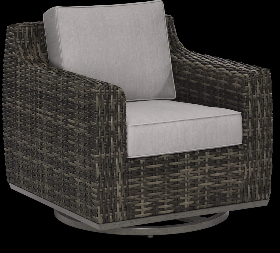 Montecello Gray Outdoor Swivel Rocker Chair with Silver Cushions - Thumbnail - Image 1