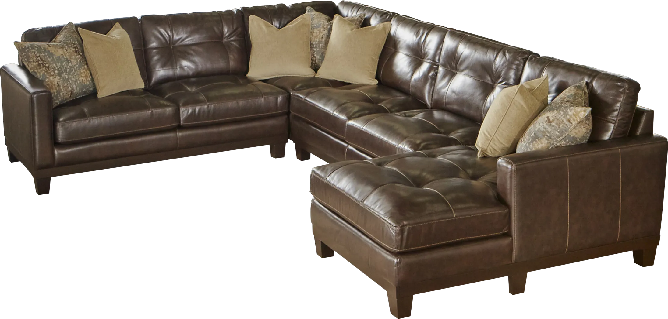 Cindy Crawford Home Monterey 4 Pc Leather Sectional - Thumbnail - Image 1