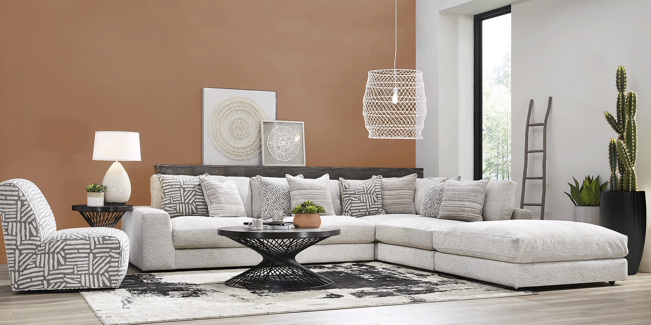 Cindy Crawford Home Monterey Park Off-White 7 Pc Sectional Living Room - Thumbnail - Image 2