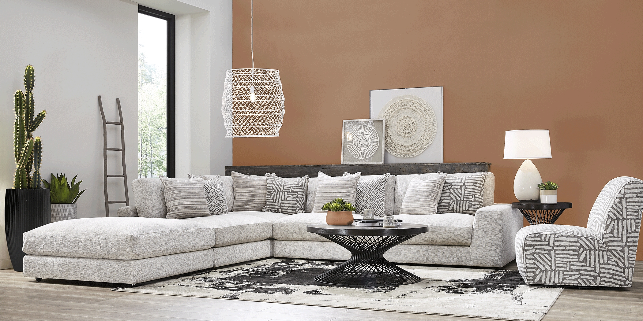 Cindy Crawford Home Monterey Park Off-White 7 Pc Sectional Living Room - Thumbnail - Image 2