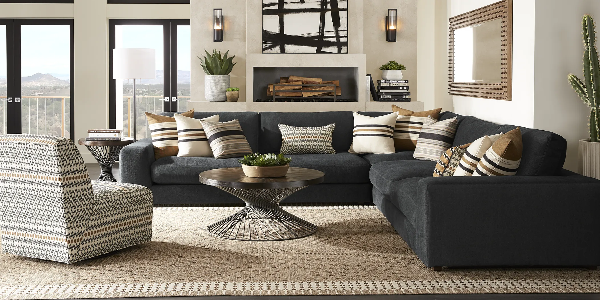 Cindy Crawford Home Nichols Park Onyx 8 Pc Sectional Living Room - Thumbnail - Image 1