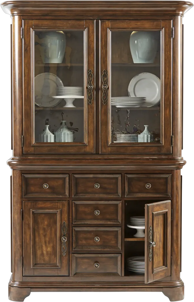 Cindy Crawford Home Notting Hill Cherry 2 Pc China Cabinet - Thumbnail - Image 2