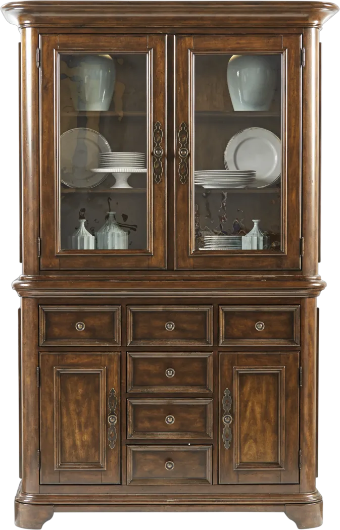 Cindy Crawford Home Notting Hill Cherry 2 Pc China Cabinet - Thumbnail - Image 1