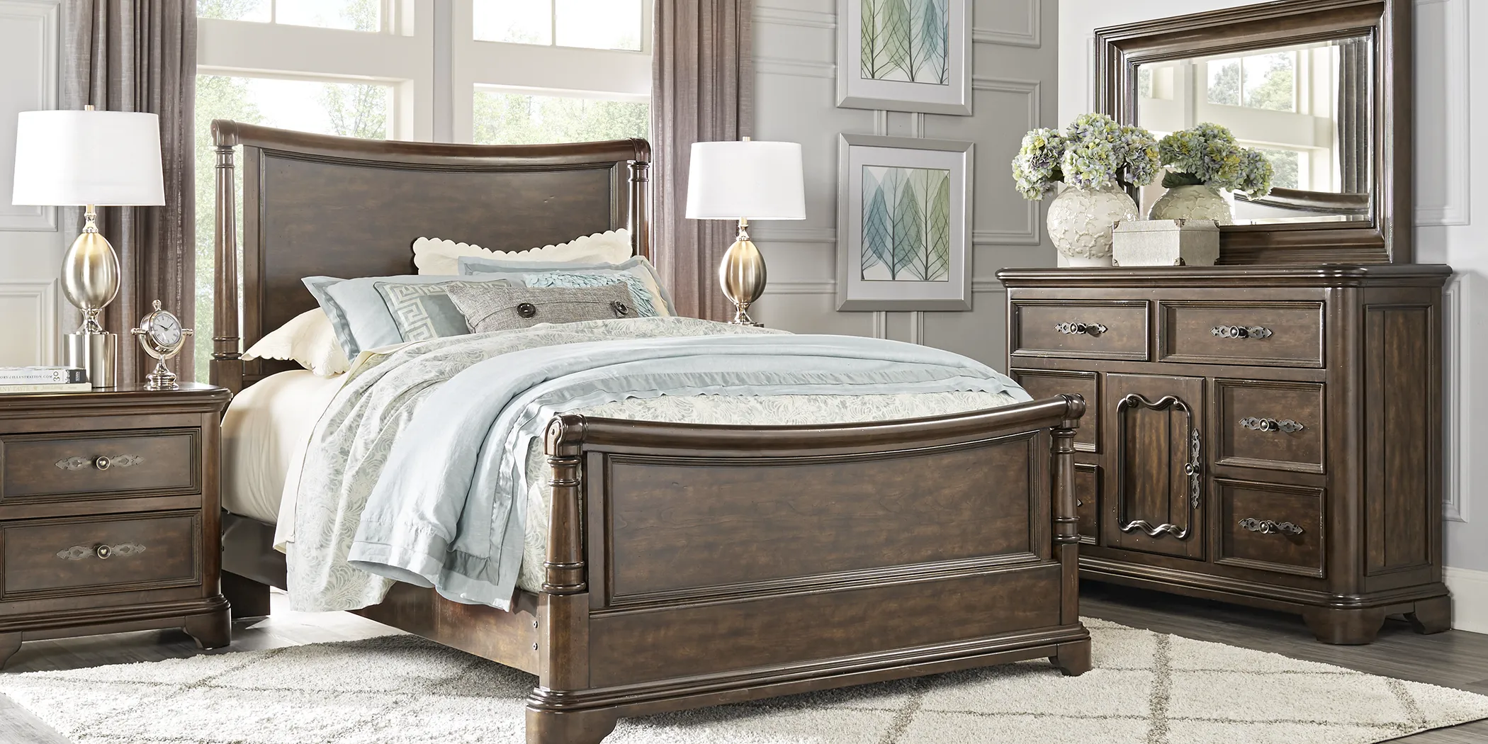 Cindy Crawford Home Notting Hill Cherry 7 Pc King Sleigh Bedroom - Thumbnail - Image 1