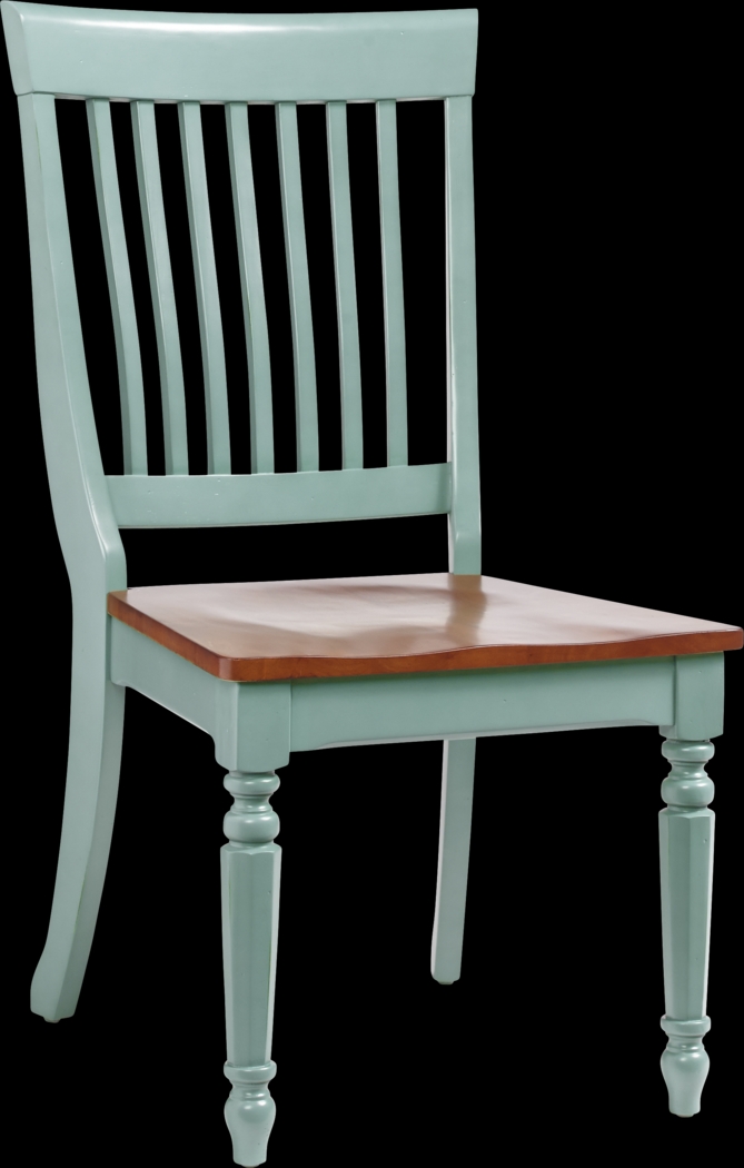 Cindy Crawford Home Ocean Grove Blue/Green Wood Back Side Chair - Thumbnail - Image 1