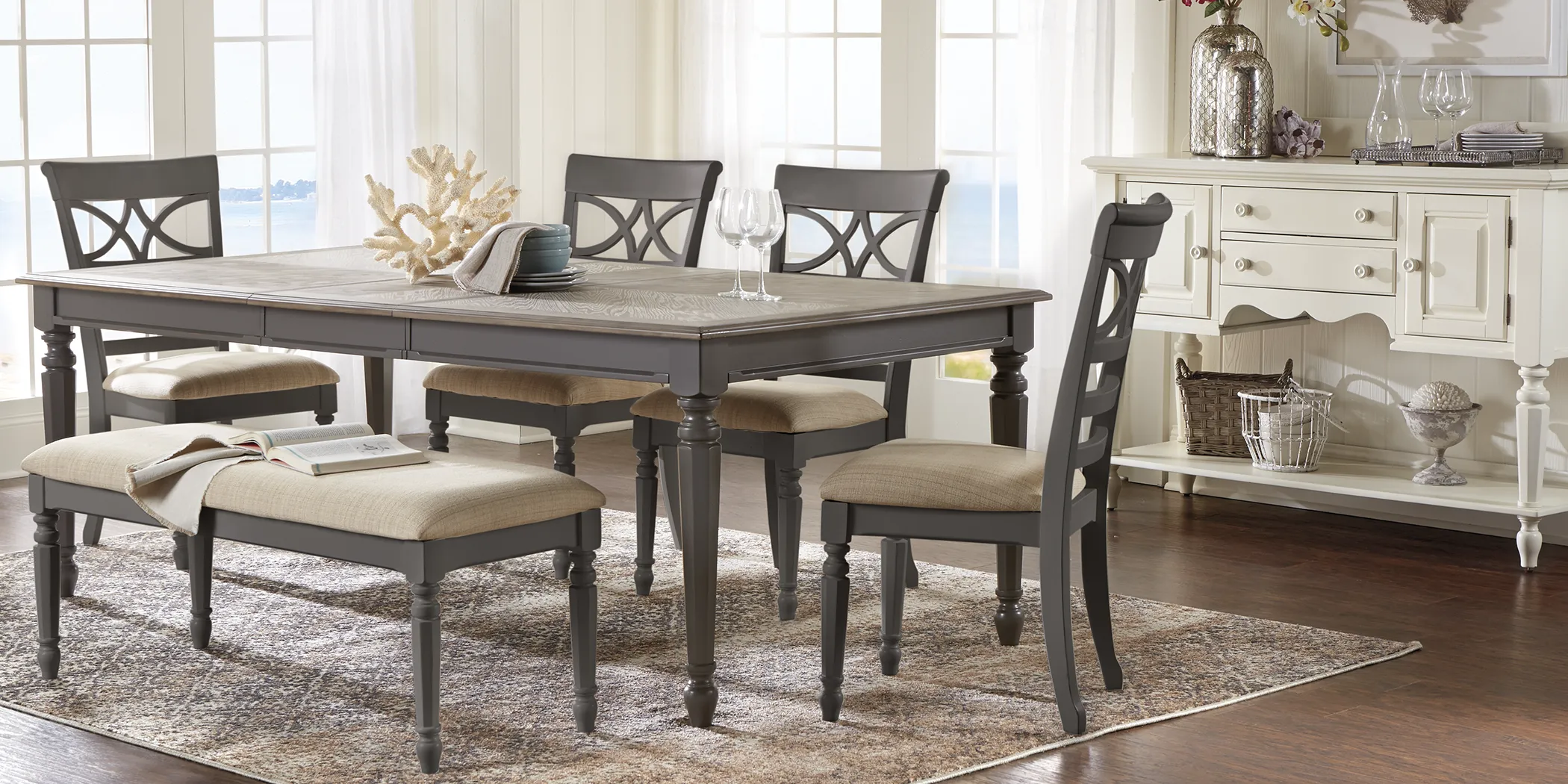 Cindy Crawford Home Ocean Grove Gray 5 Pc Dining Room - Thumbnail - Image 1