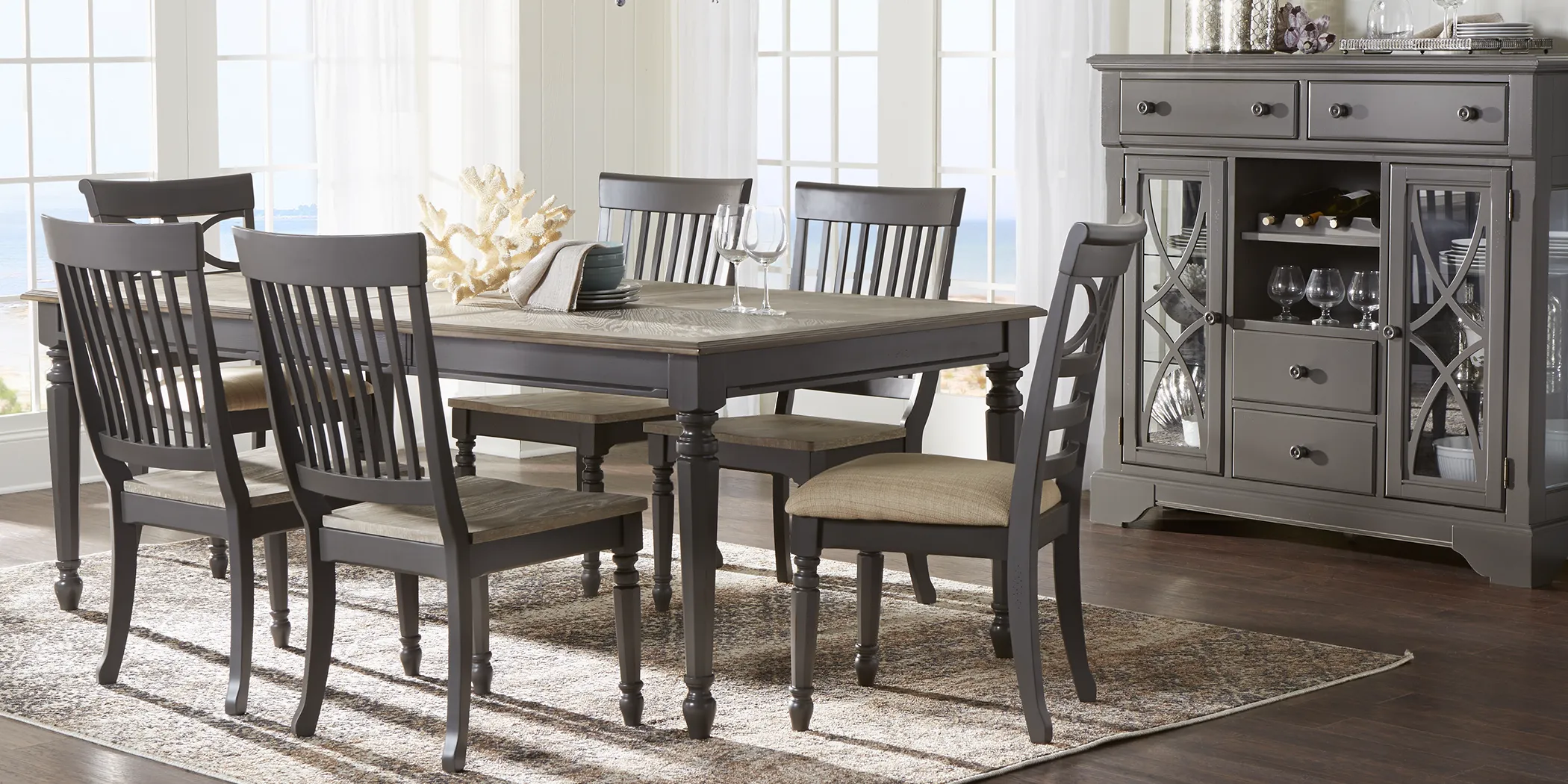 Cindy Crawford Home Ocean Grove Gray 6 Pc Dining Room - Thumbnail - Image 1