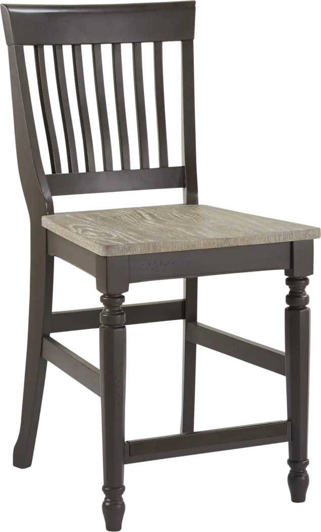 Cindy Crawford Home Ocean Grove Gray Wood Back Counter Height Stool - Thumbnail - Image 1