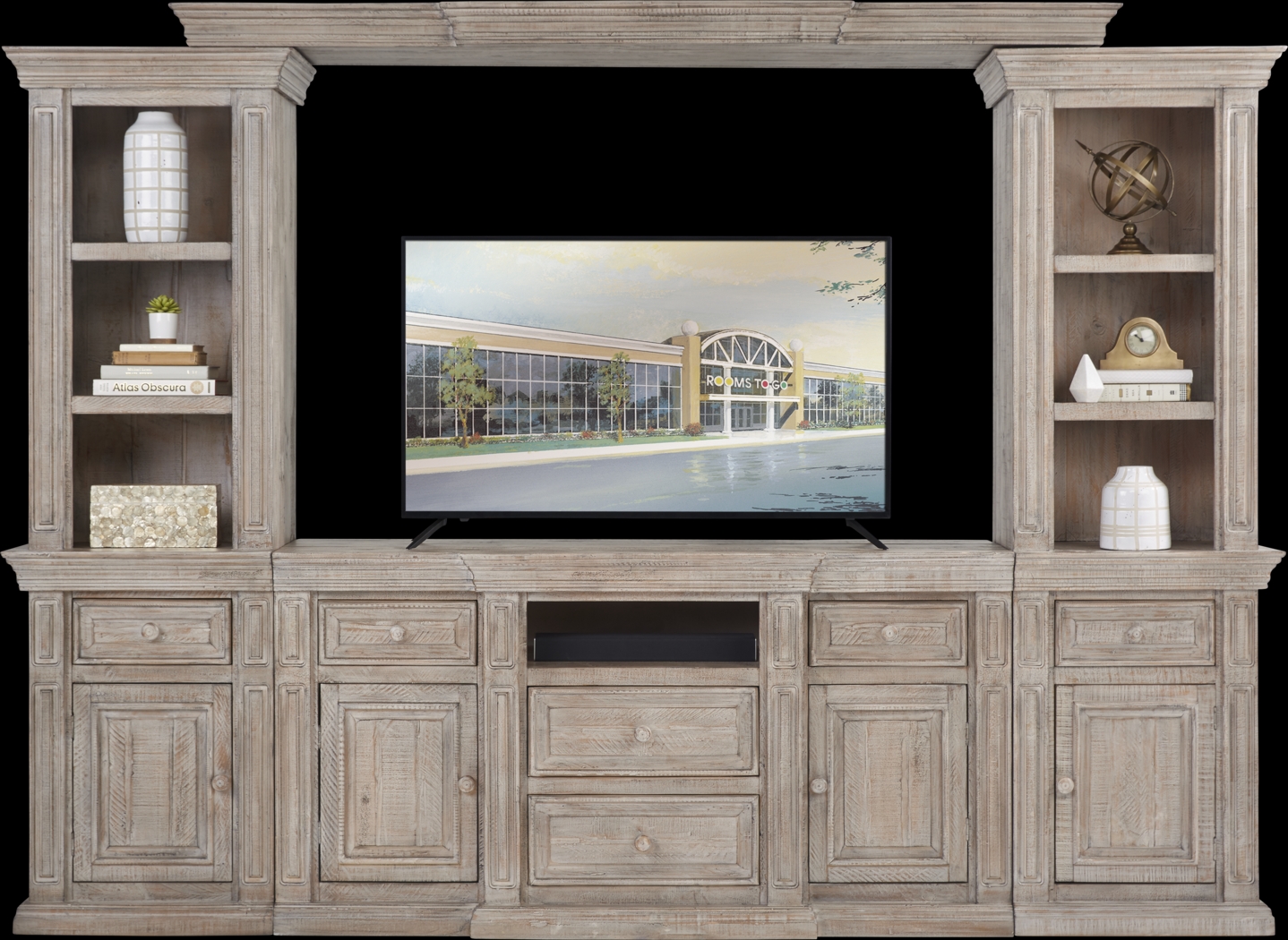Cindy Crawford Home Pine Manor Brown 4 Pc Wall Unit - Thumbnail - Image 1