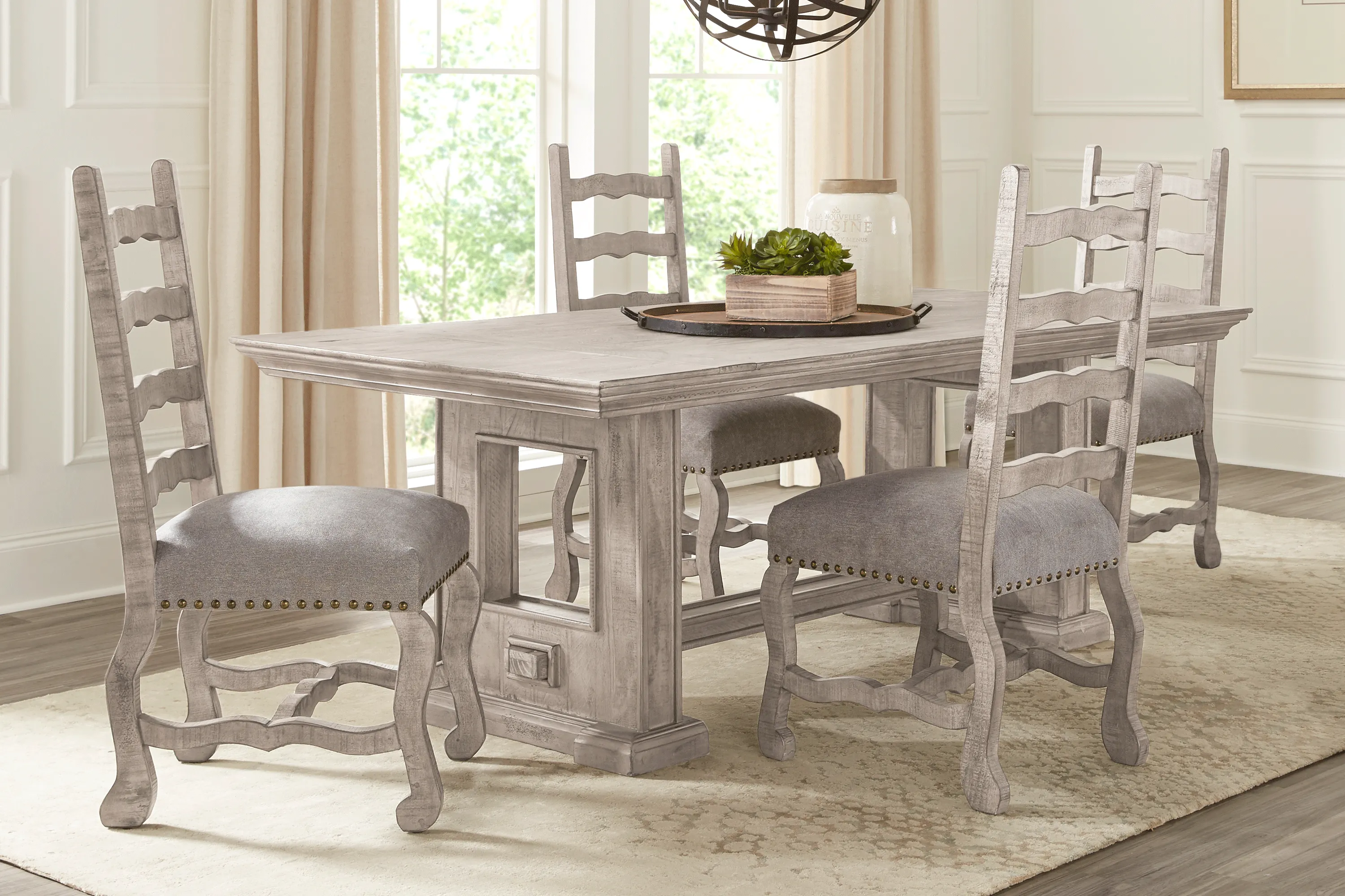 Cindy Crawford Home Pine Manor Brown 5 Pc 85 in. Dining Room - Thumbnail - Image 1