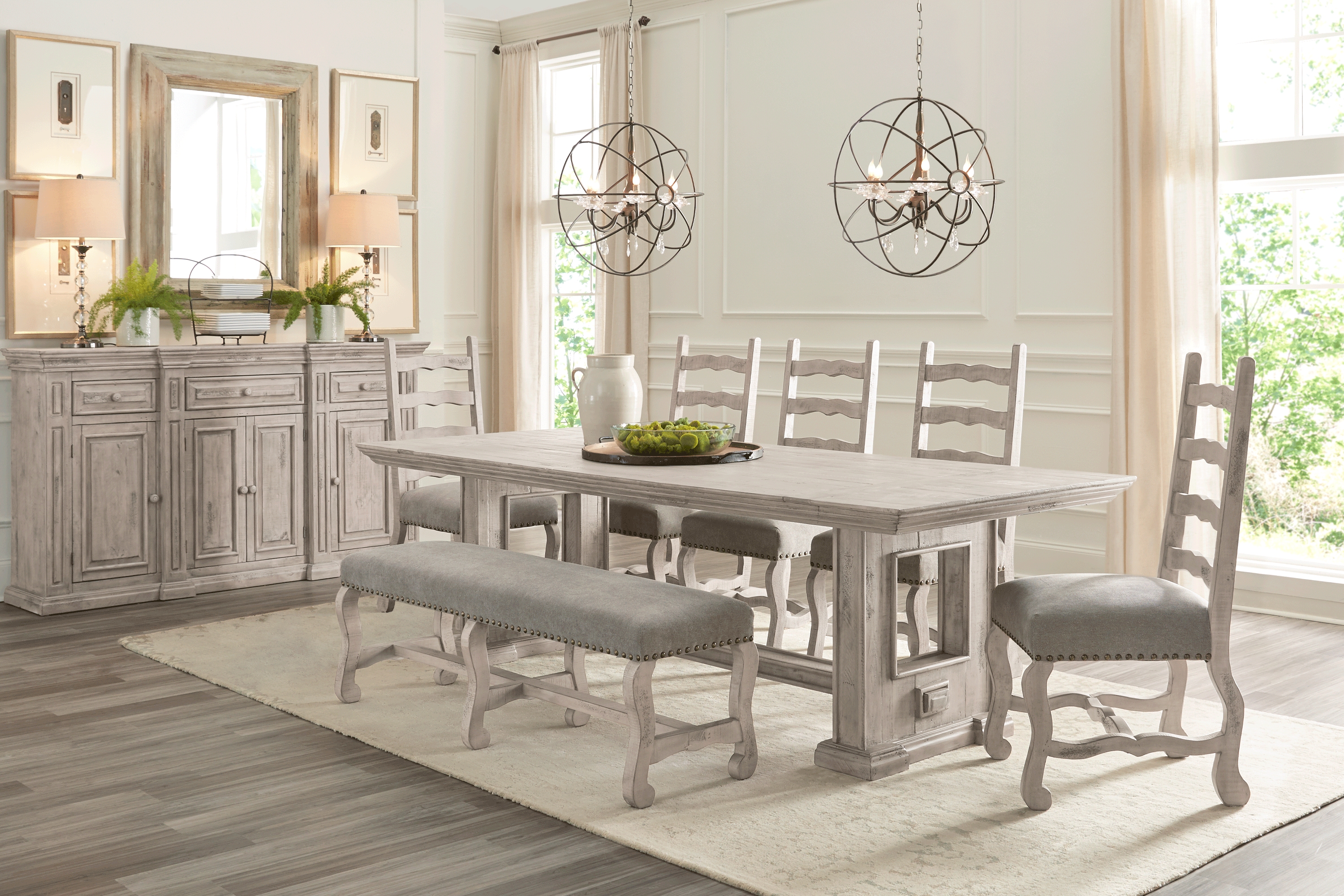 Cindy Crawford Home Pine Manor Brown 6 Pc 102 in. Dining Room - Thumbnail - Image 1