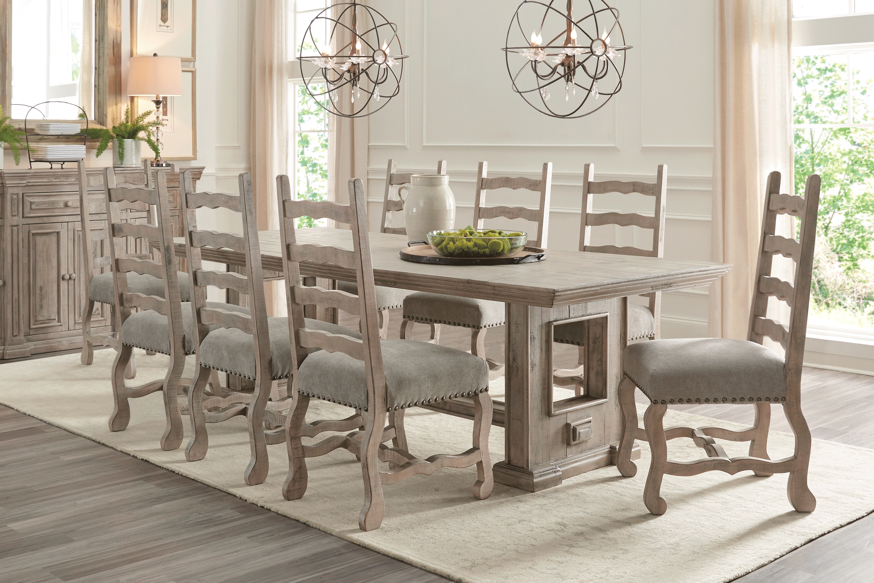 Cindy Crawford Home Pine Manor Brown 8 Pc 102 in. Dining Room - Thumbnail - Image 1