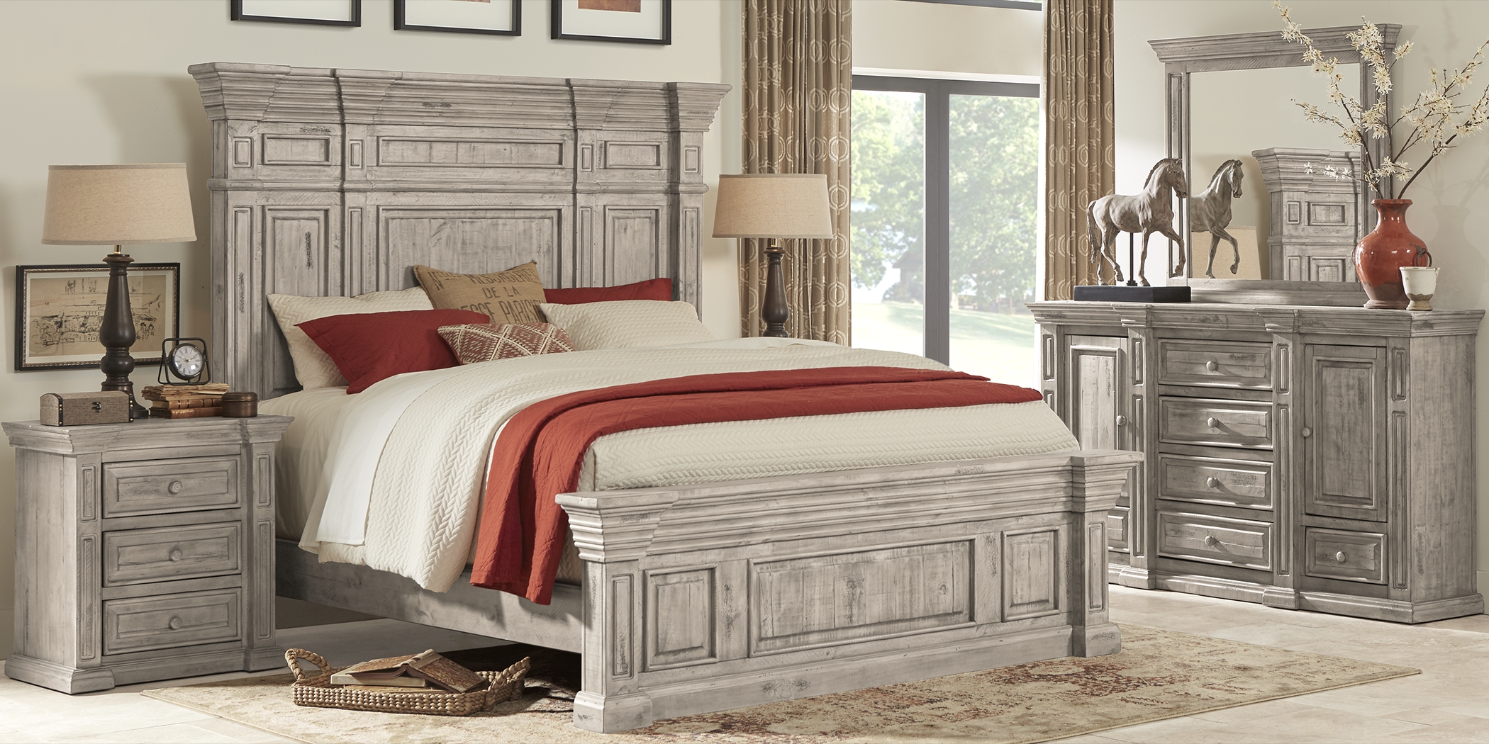 Cindy Crawford Home Pine Manor Gray 5 Pc Queen Panel Bedroom - Thumbnail - Image 2