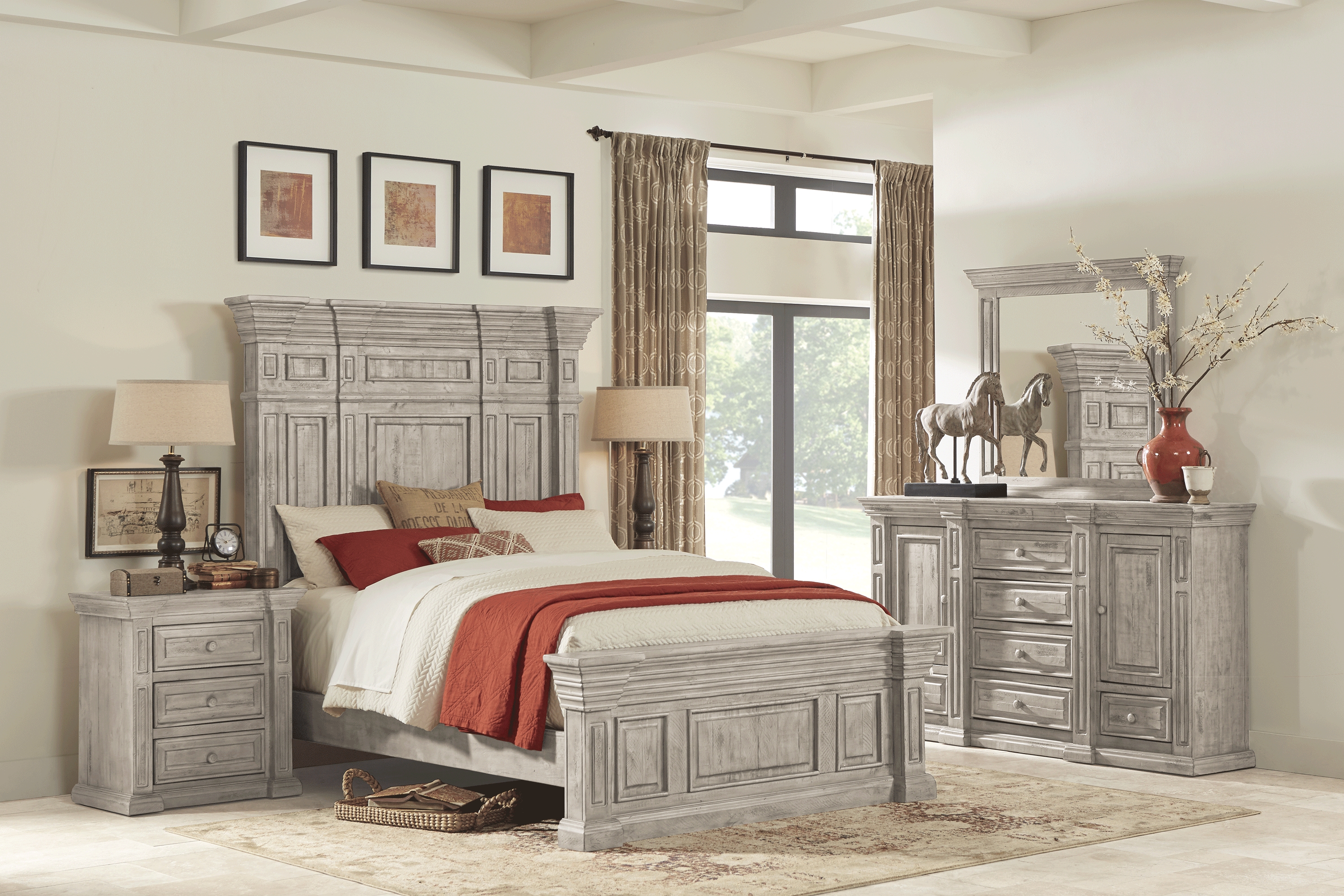 Cindy Crawford Home Pine Manor Gray 3 Pc Queen Panel Bed - Thumbnail - Image 2