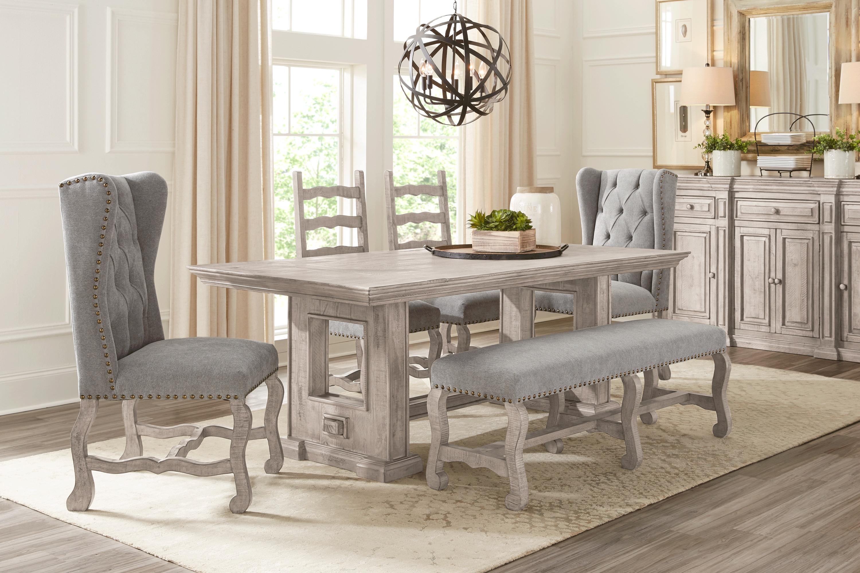 Cindy Crawford Home Pine Manor Gray 7 Pc 85 in. Dining Room - Thumbnail - Image 1