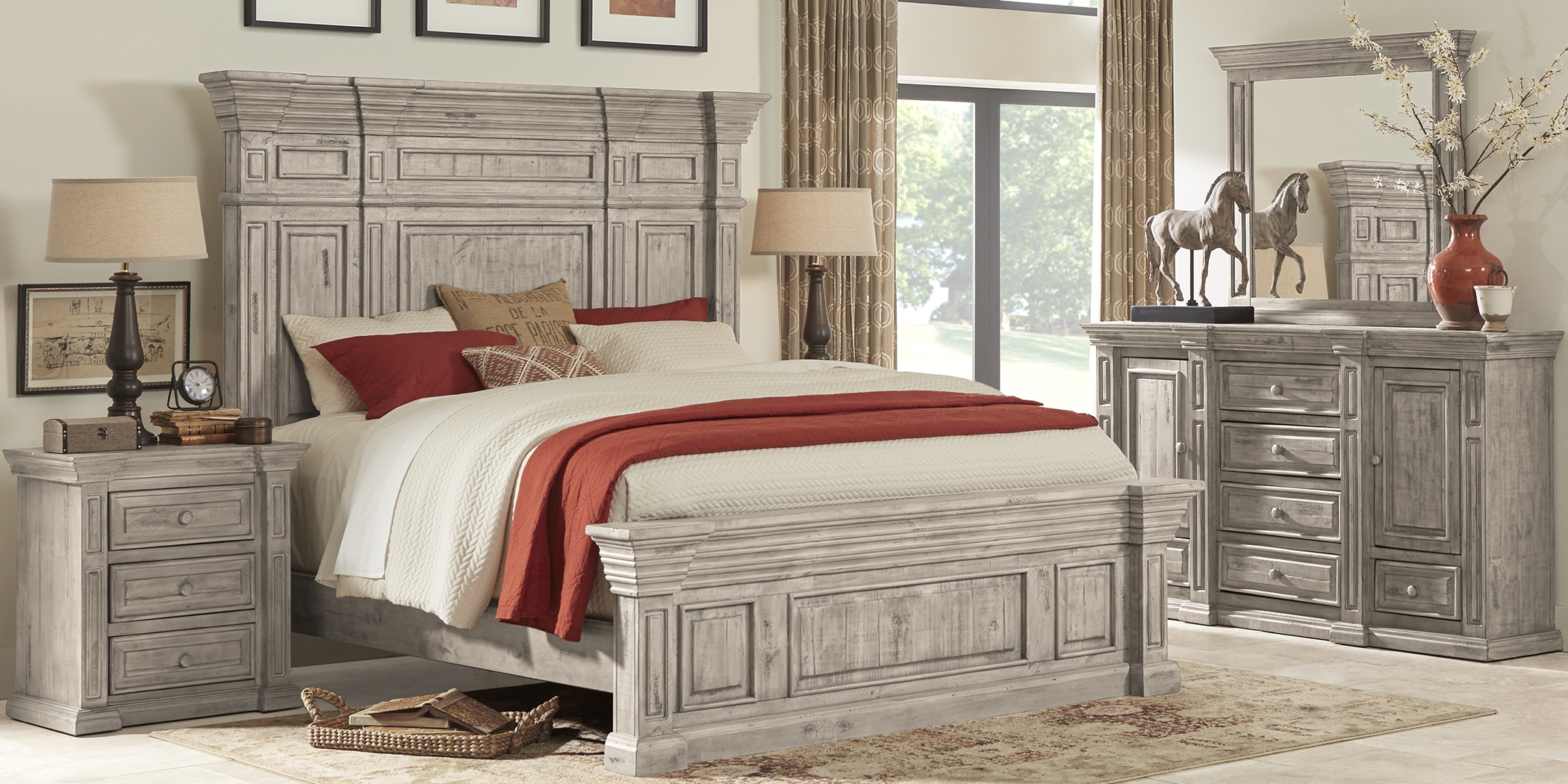 Pine Manor Gray 7 Pc King Panel Bedroom - Thumbnail - Image 2