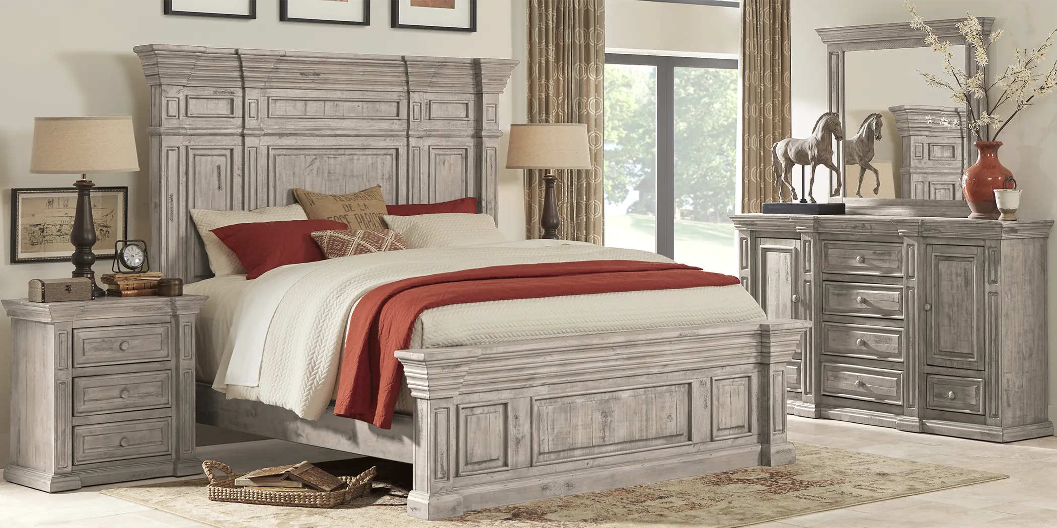 Cindy Crawford Home Pine Manor Gray 7 Pc Queen Panel Bedroom - Thumbnail - Image 2