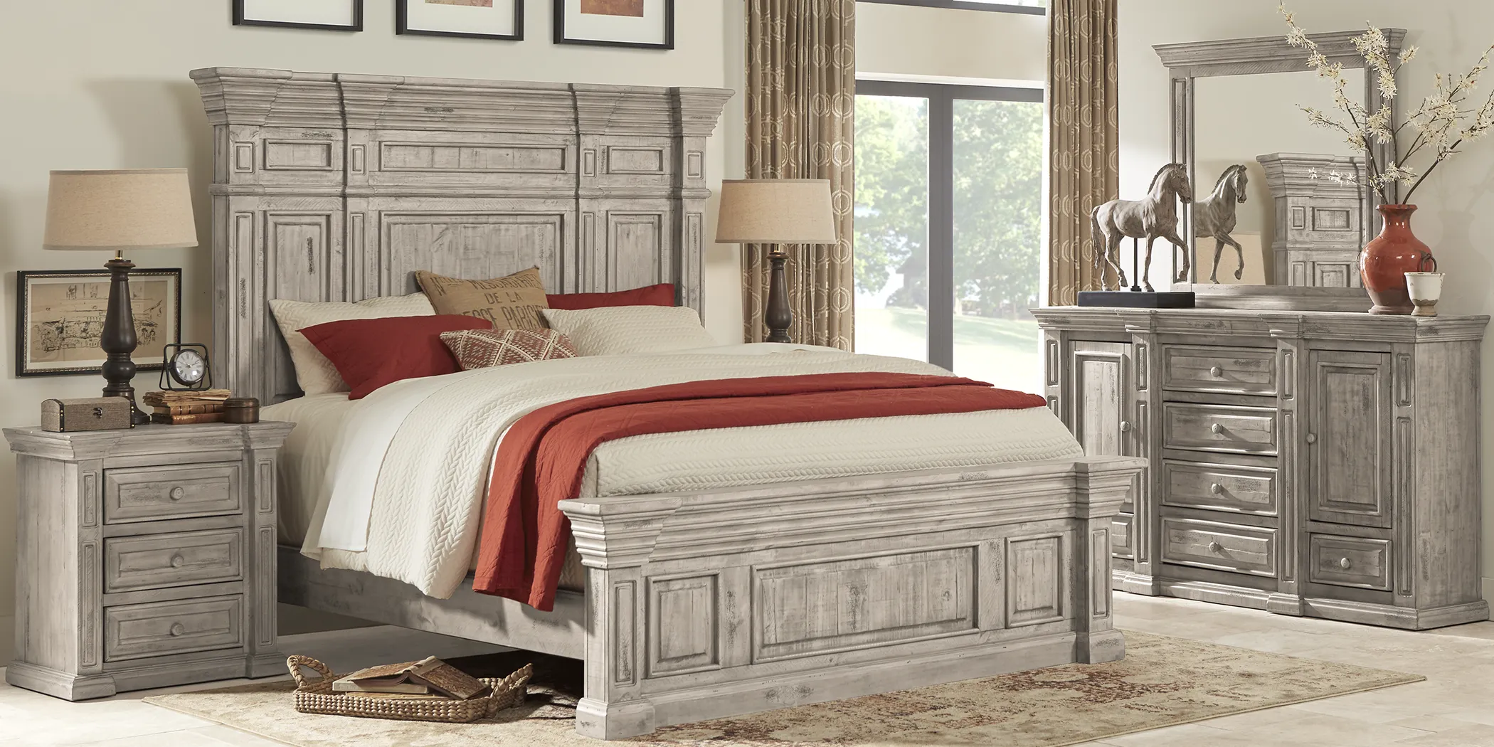 Cindy Crawford Home Pine Manor Gray 8 Pc King Panel Bedroom - Thumbnail - Image 2