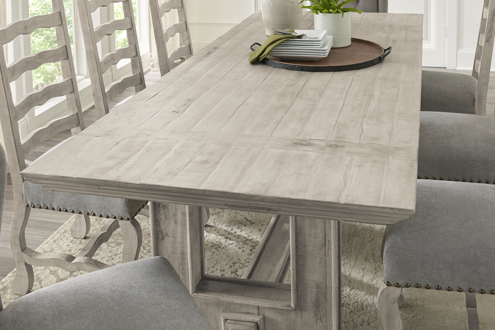 Cindy Crawford Home Pine Manor Gray 7 Pc 85 in. Dining Room - Thumbnail - Image 4