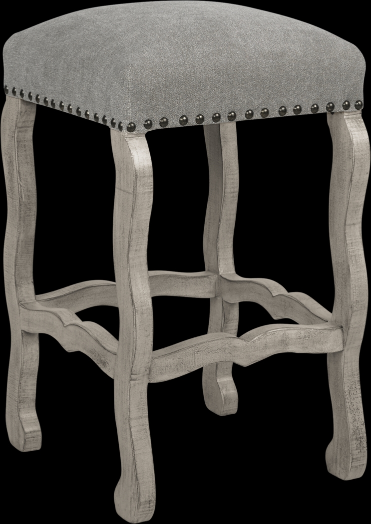Cindy Crawford Home Pine Manor Gray Backless Barstool - Thumbnail - Image 1