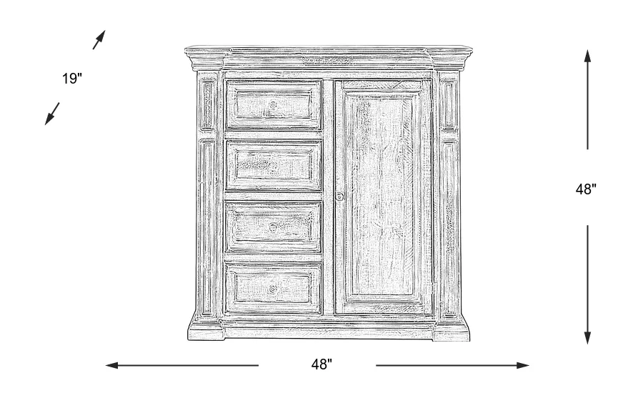 Dimension Image. Please refer to the Dimension Tab on this page for dimension details.