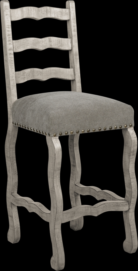Cindy Crawford Home Pine Manor Gray Ladder Back Barstool - Thumbnail - Image 1