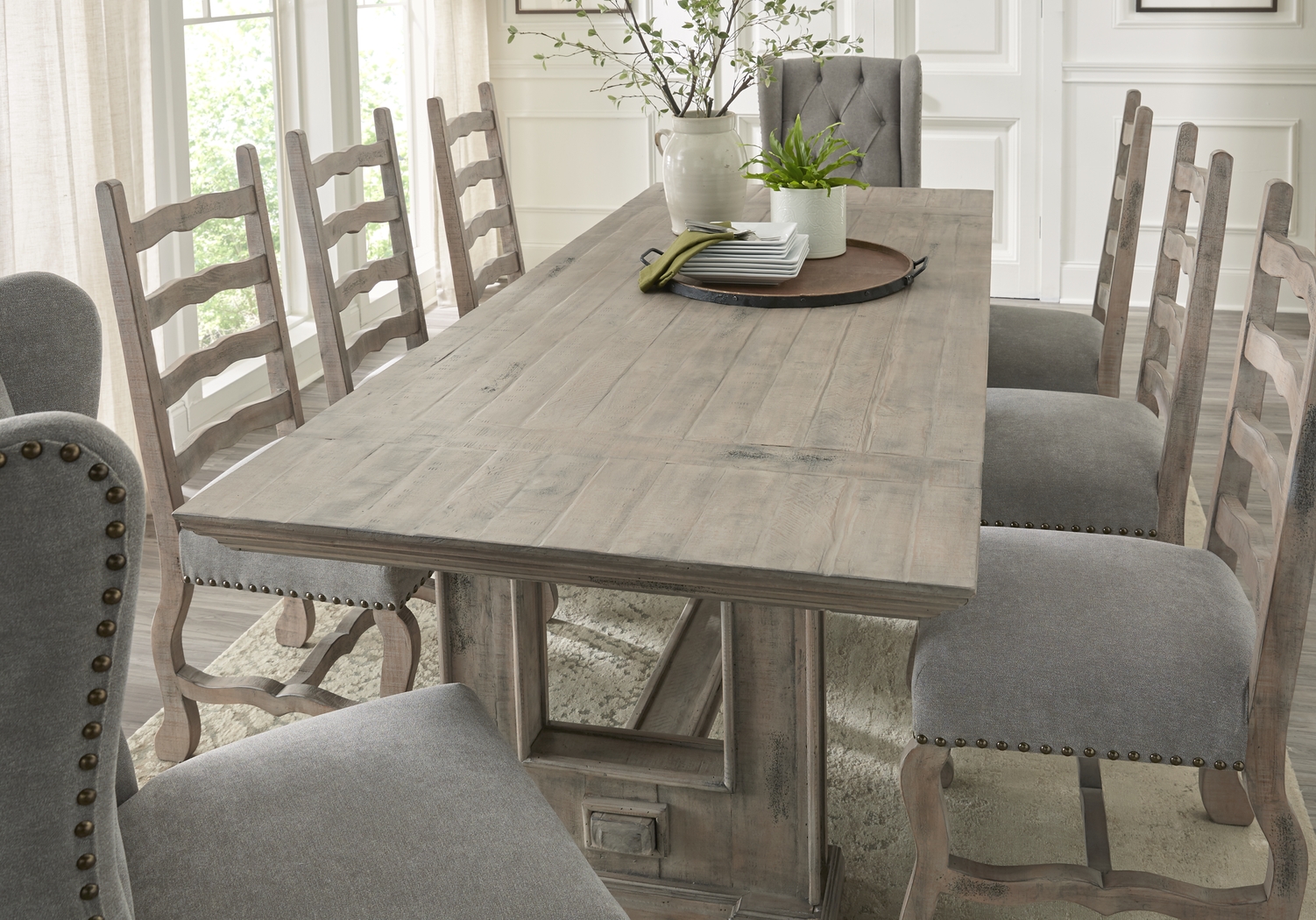 Pine Manor Gray Ladder Back Side Chair, Set of 2 - Thumbnail - Image 2