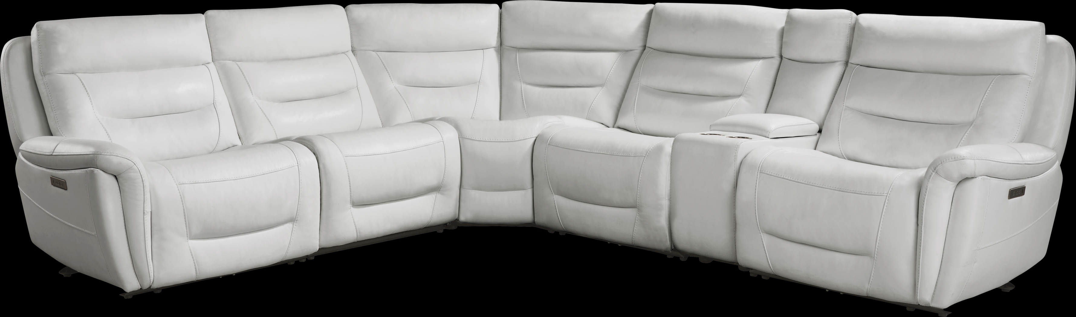 Regis Park Gray Leather 9 Pc Dual Power Reclining Sectional Living Room - Thumbnail - Image 3