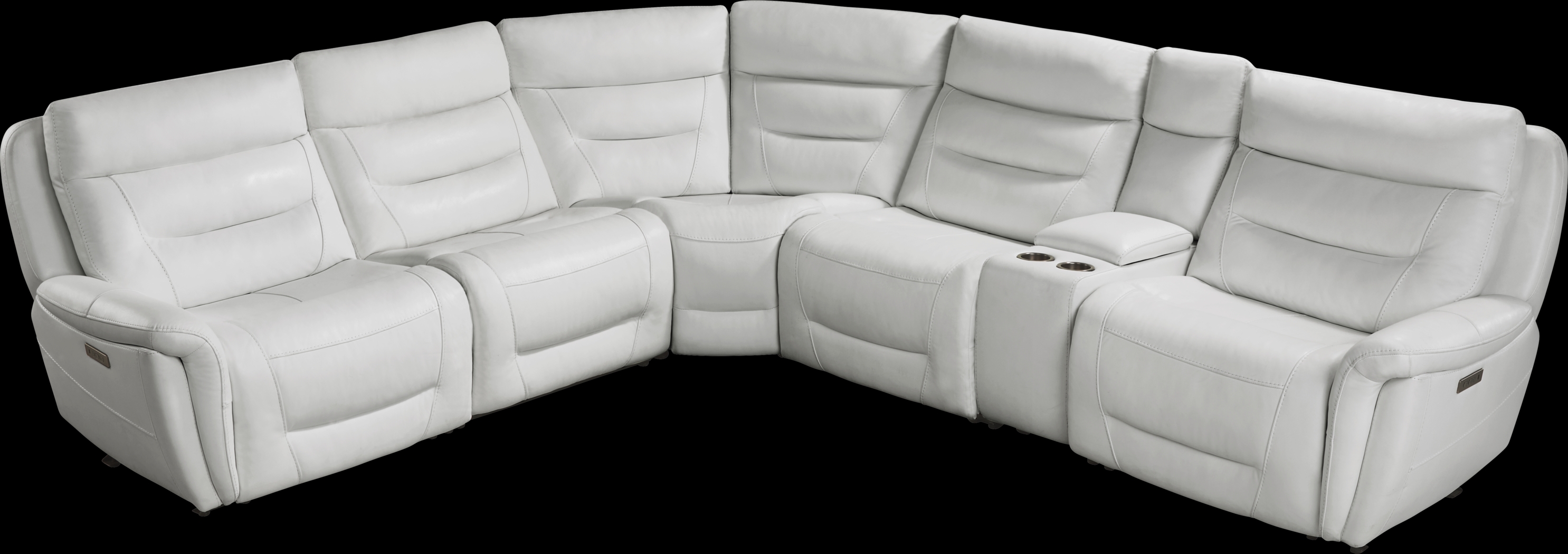 Regis Park Gray Leather 9 Pc Dual Power Reclining Sectional Living Room - Thumbnail - Image 4