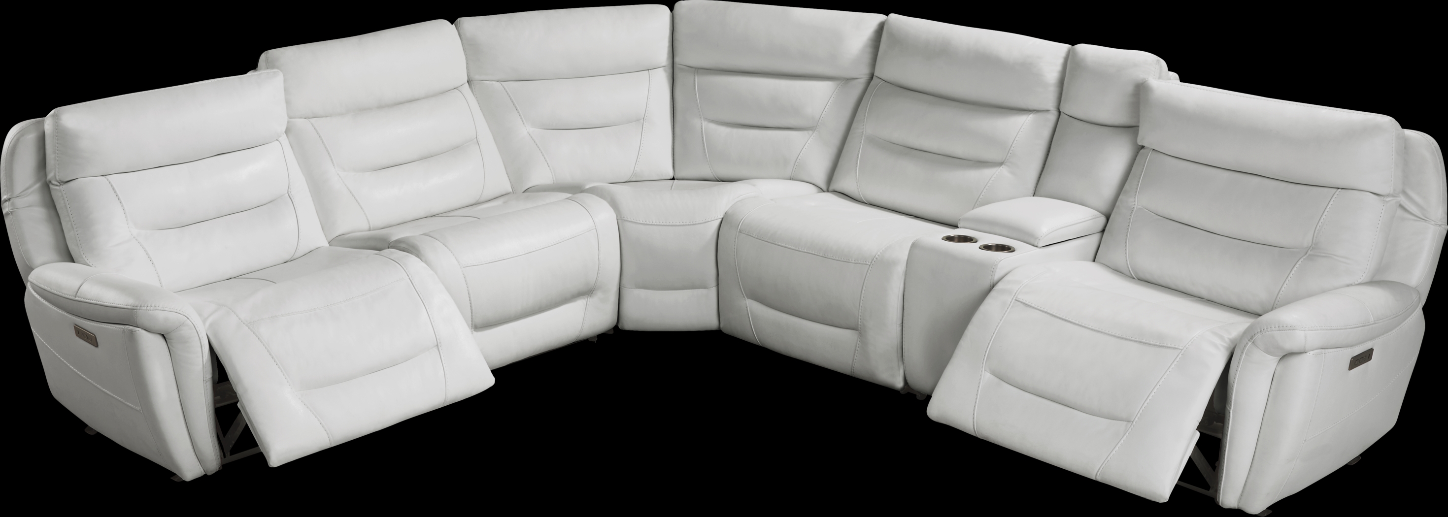 Regis Park Gray Leather 9 Pc Dual Power Reclining Sectional Living Room - Thumbnail - Image 5