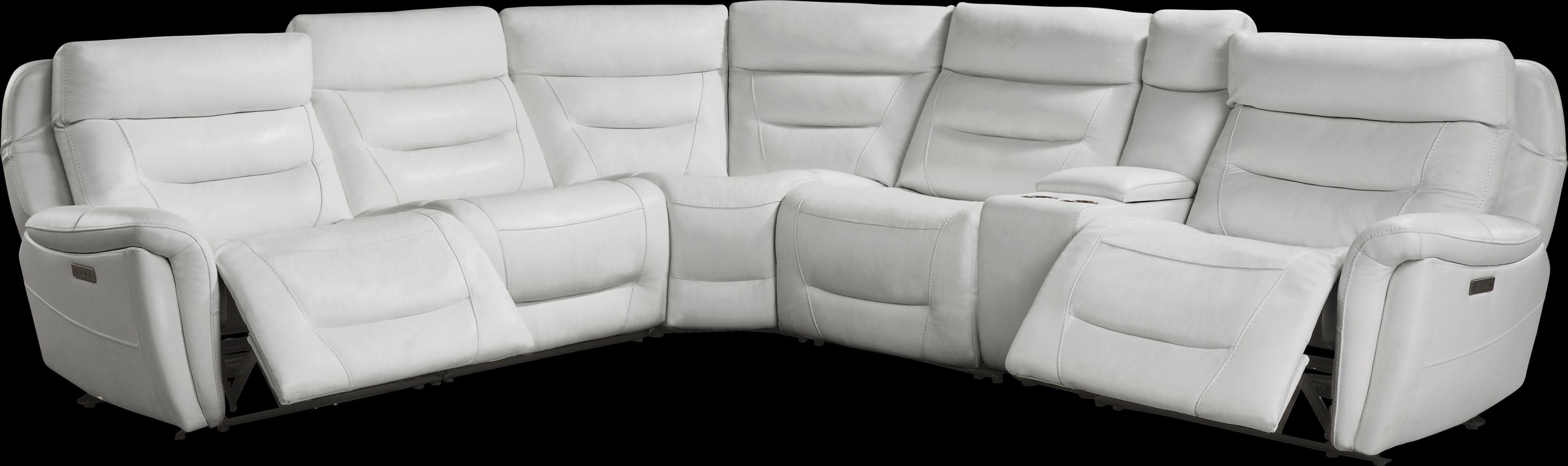 Regis Park Gray Leather 9 Pc Dual Power Reclining Sectional Living Room - Thumbnail - Image 2