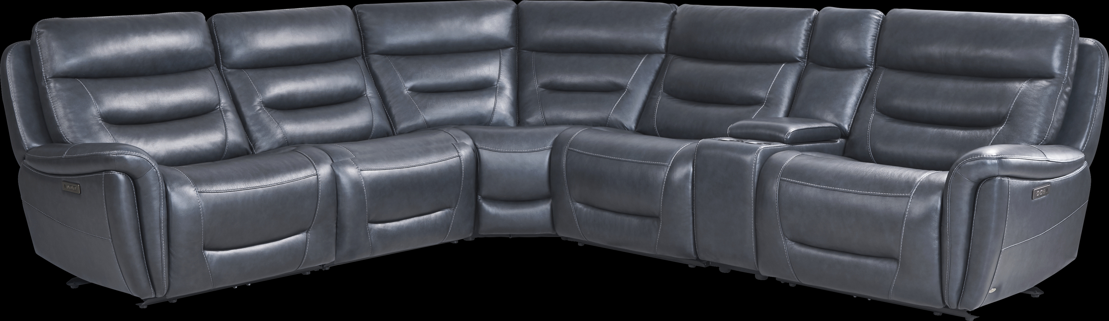 Regis Park Midnight Leather 6 Pc Dual Power Reclining Sectional - Thumbnail - Image 3