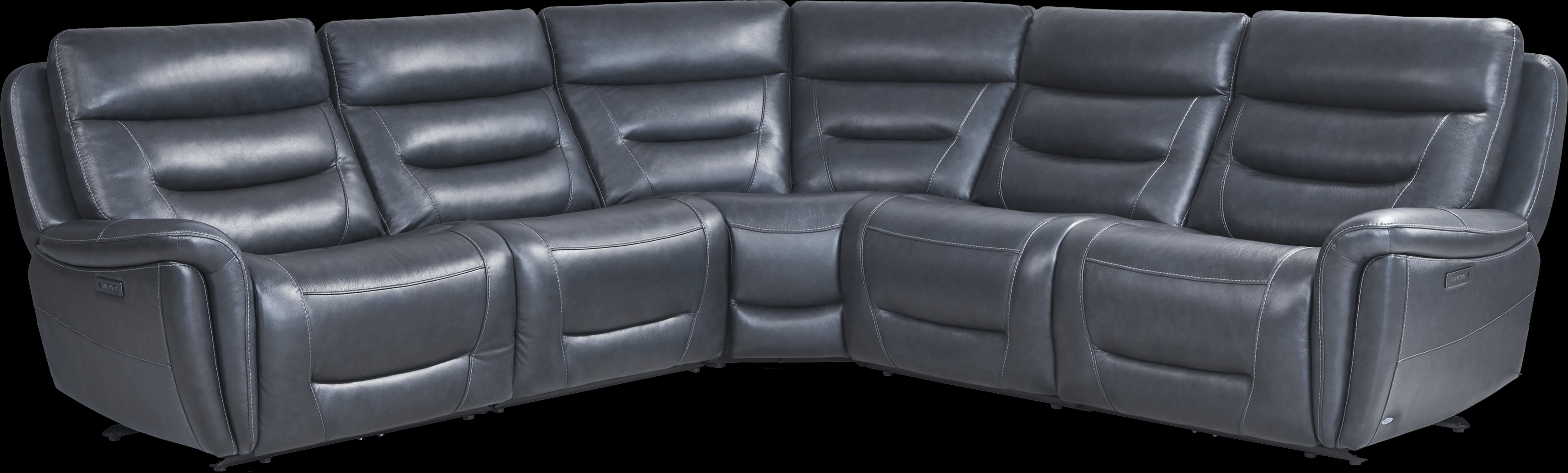 Regis Park Midnight Leather 5 Pc Dual Power Reclining Sectional - Thumbnail - Image 3