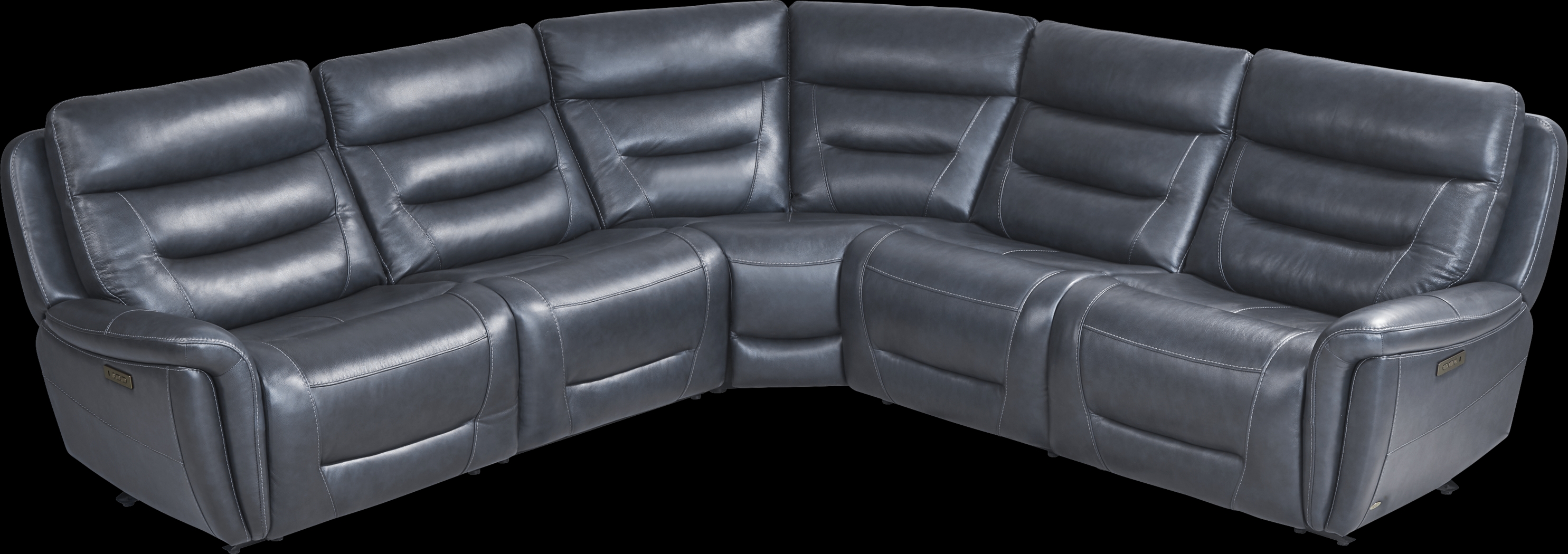 Regis Park Midnight Leather 5 Pc Dual Power Reclining Sectional - Thumbnail - Image 4