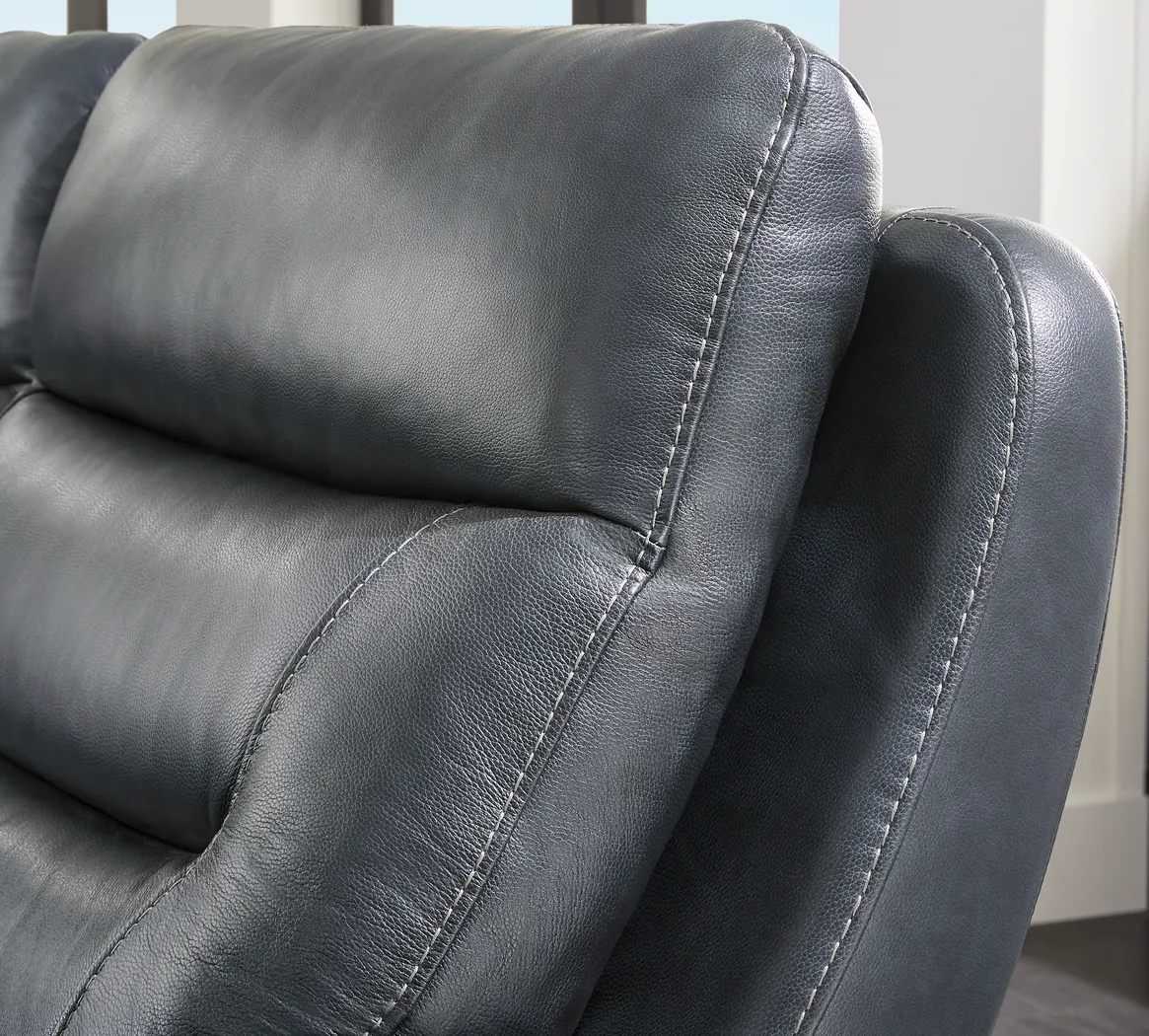Regis Park Midnight Leather 5 Pc Dual Power Reclining Sectional - Image 6