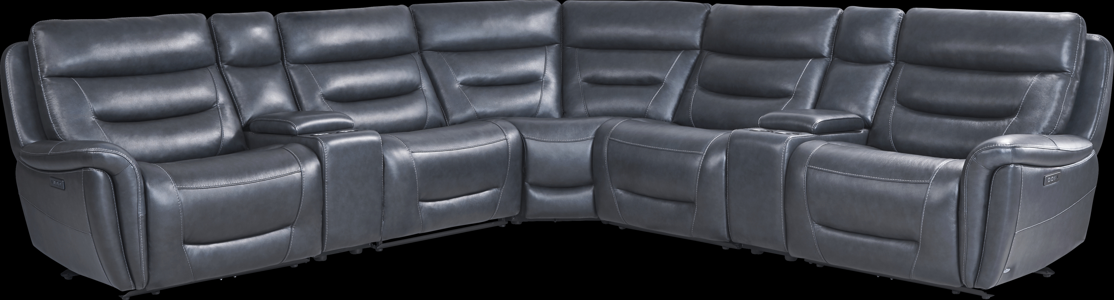 Regis Park Midnight Leather 7 Pc Dual Power Reclining Sectional - Thumbnail - Image 3