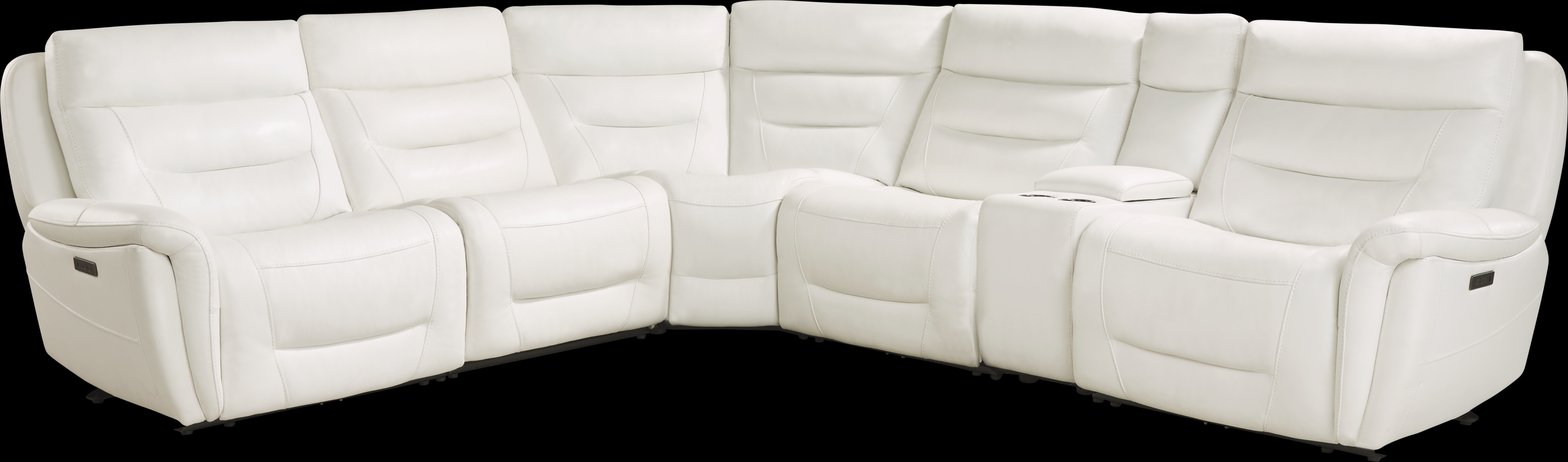 Regis Park White Leather 9 Pc Dual Power Reclining Sectional Living Room - Thumbnail - Image 3
