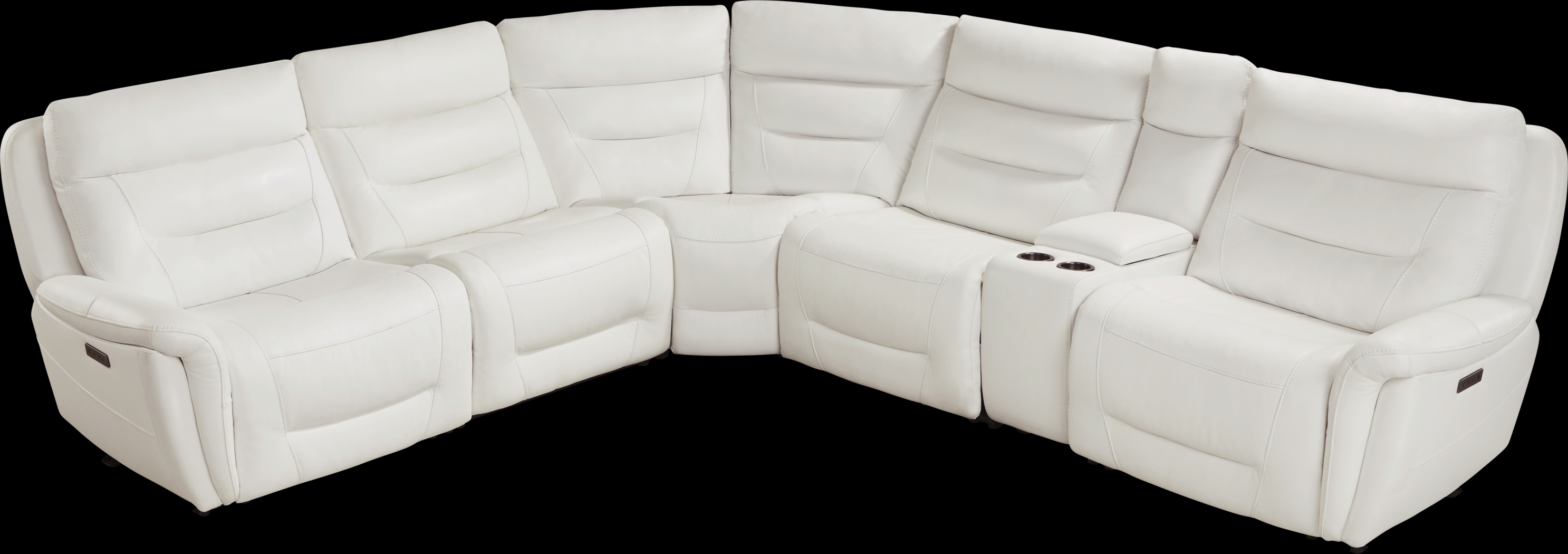 Regis Park White Leather 9 Pc Dual Power Reclining Sectional Living Room - Thumbnail - Image 4