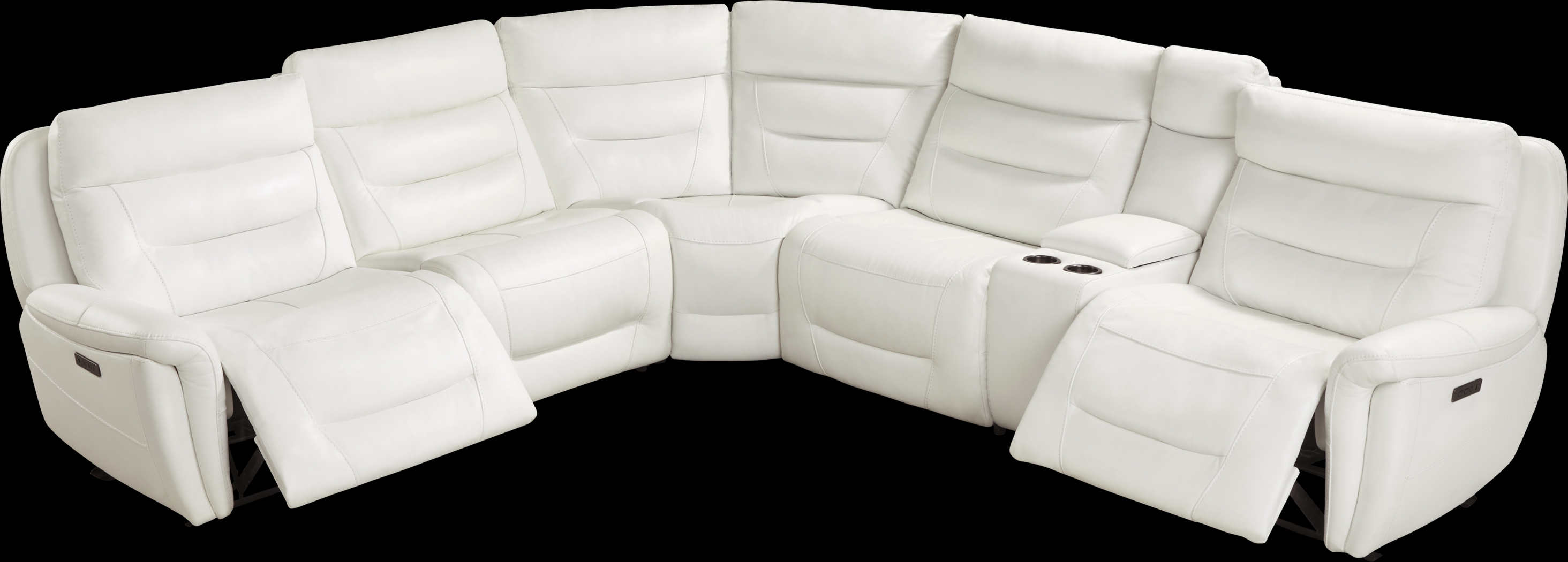 Regis Park White Leather 9 Pc Dual Power Reclining Sectional Living Room - Thumbnail - Image 5