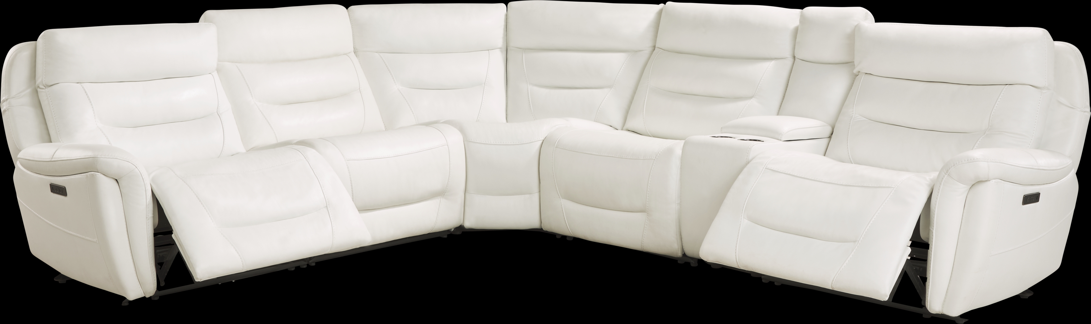 Regis Park White Leather 9 Pc Dual Power Reclining Sectional Living Room - Thumbnail - Image 2