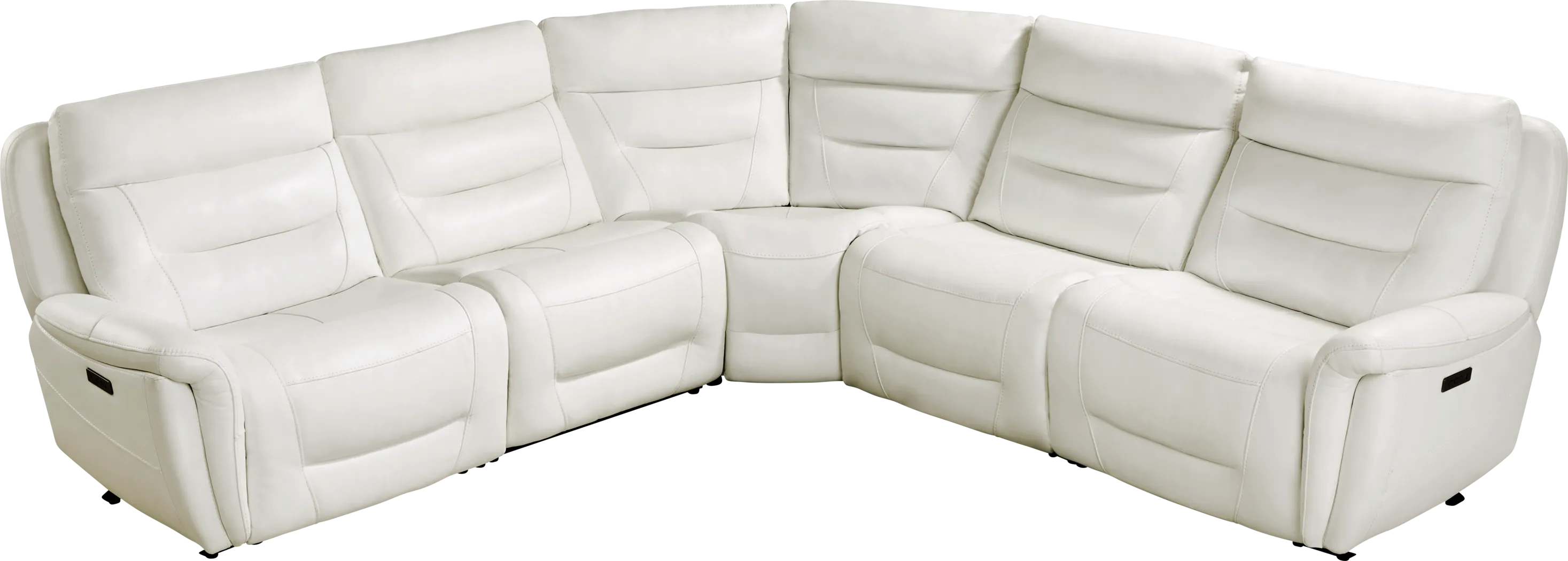 Regis Park White Leather 5 Pc Dual Power Reclining Sectional - Thumbnail - Image 3