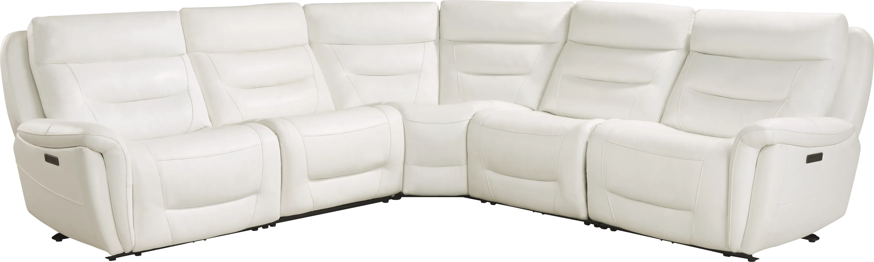 Regis Park White Leather 5 Pc Dual Power Reclining Sectional - Thumbnail - Image 4